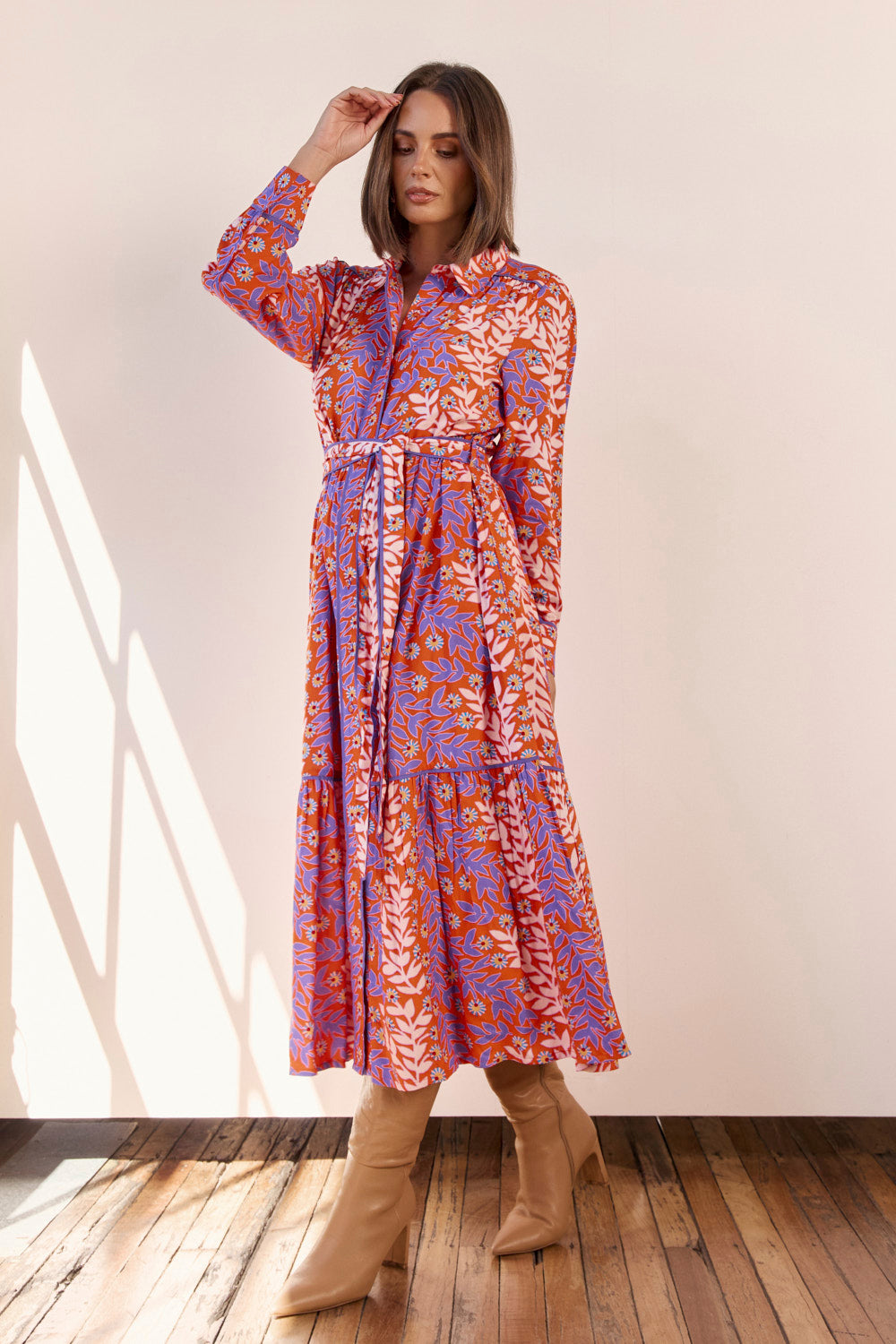 Ginette Collared Dress in Autumn Sonata