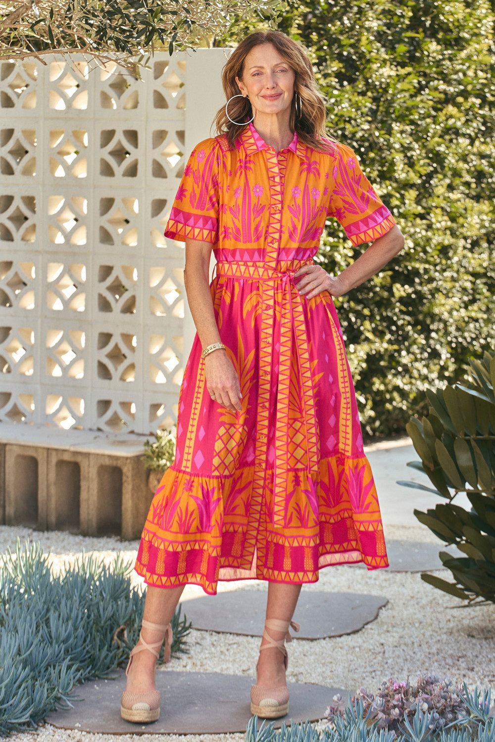 Ginette Collared Dress in Tangerina