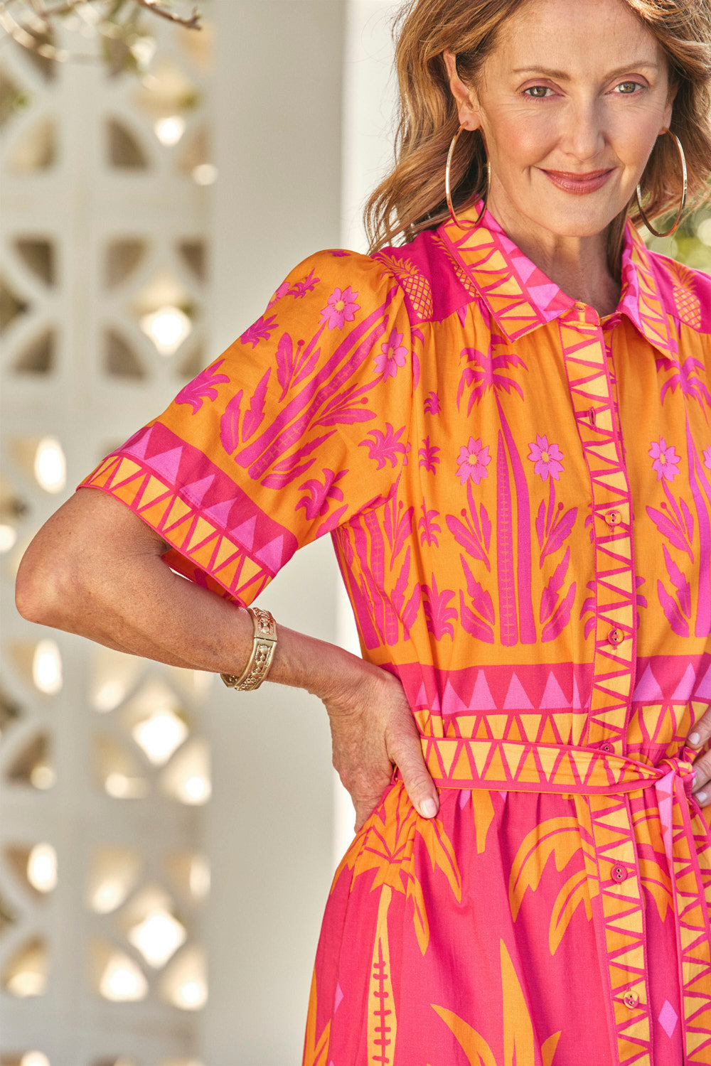 Ginette Collared Dress in Tangerina