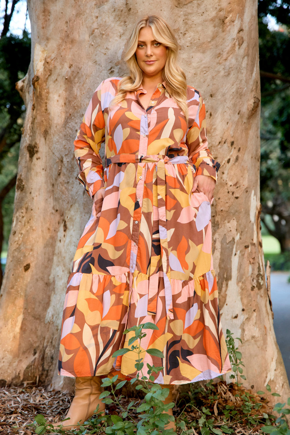 Ginette Long Sleeve Dress in Blaze