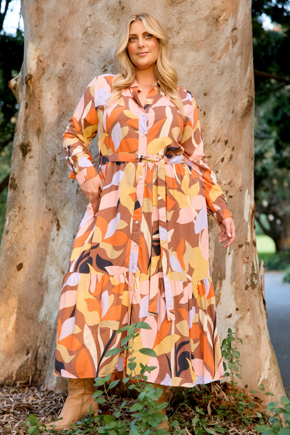 Ginette Long Sleeve Dress in Blaze