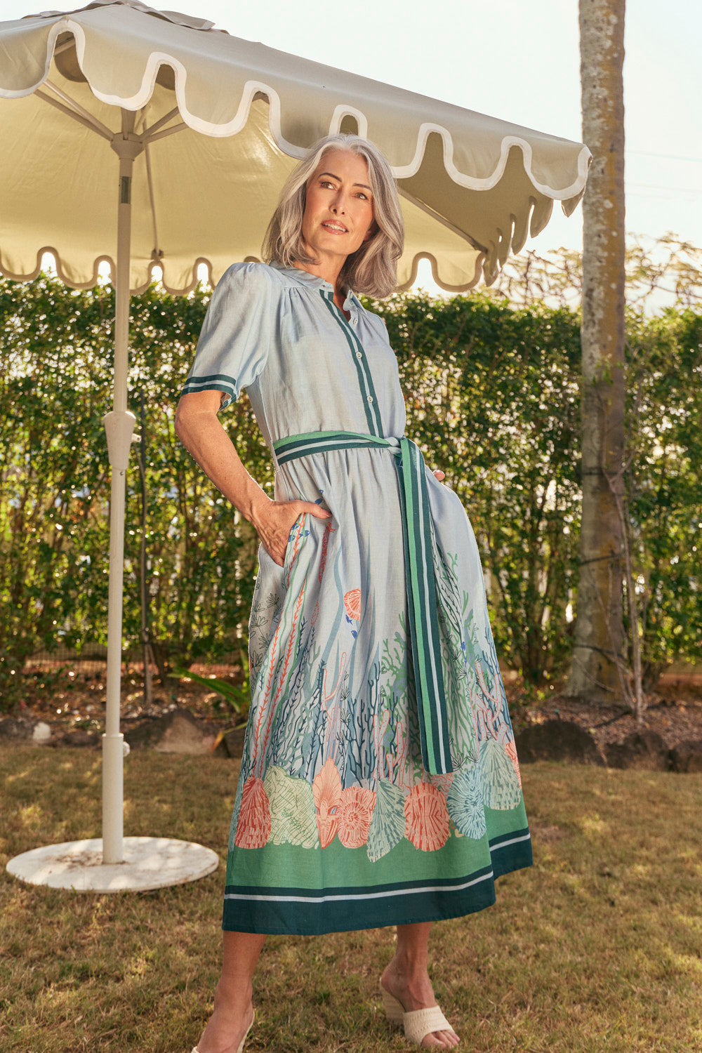 Ginnie Collared Dress in Neptune