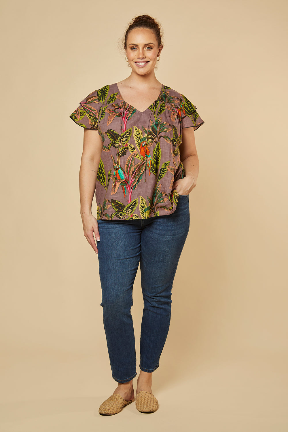 Goldie Flutter Sleeve Blouse in Palmira