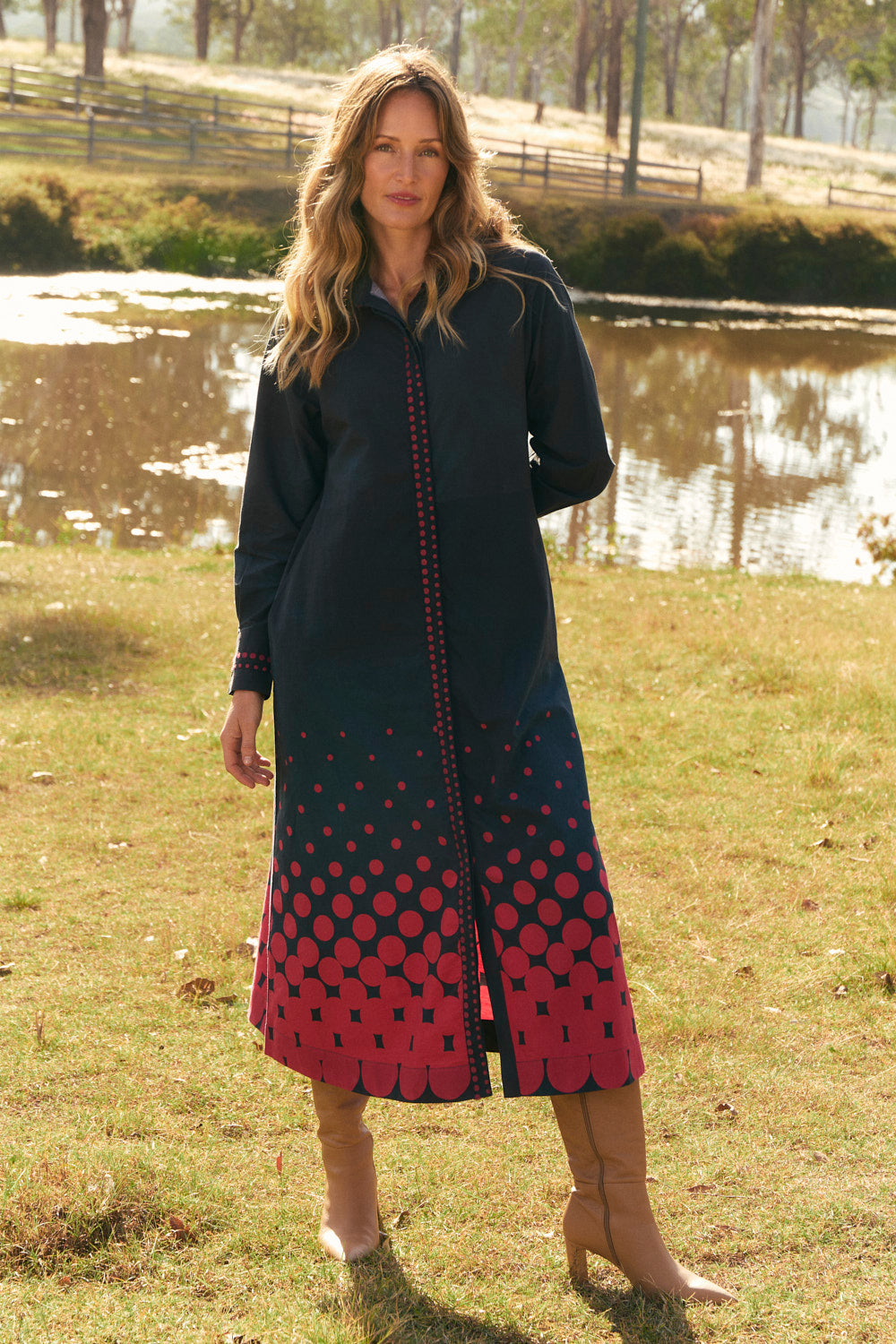 Gracie Collared Dress in Ombre Orbit