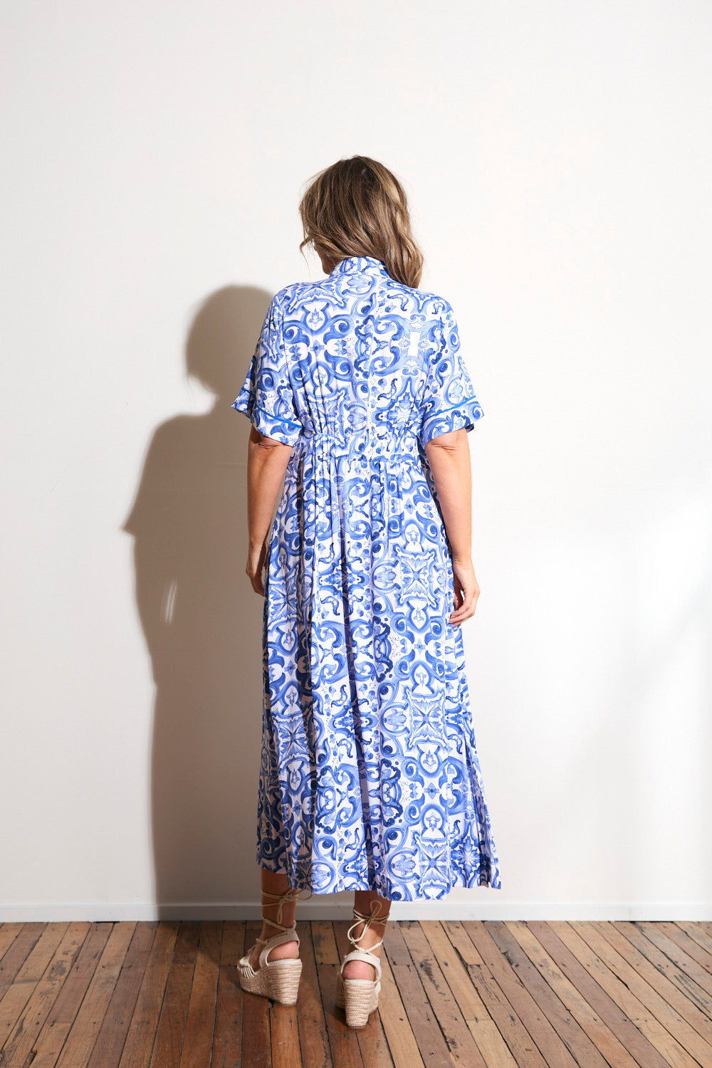 Gracie Shirt Dress in Blue Bijou