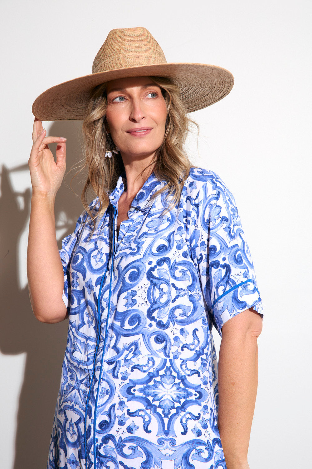 Gracie Shirt Dress in Blue Bijou