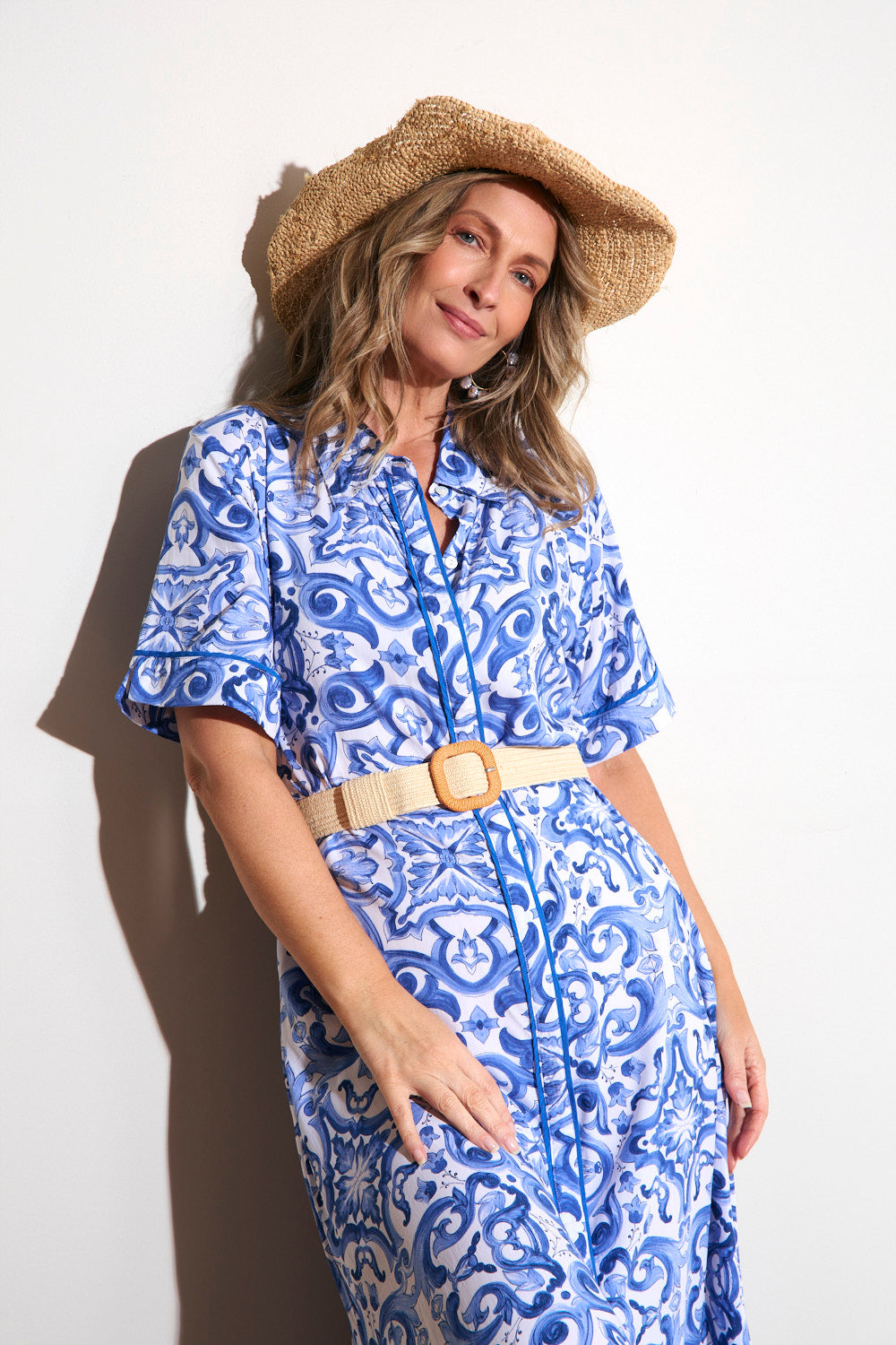 Gracie Shirt Dress in Blue Bijou