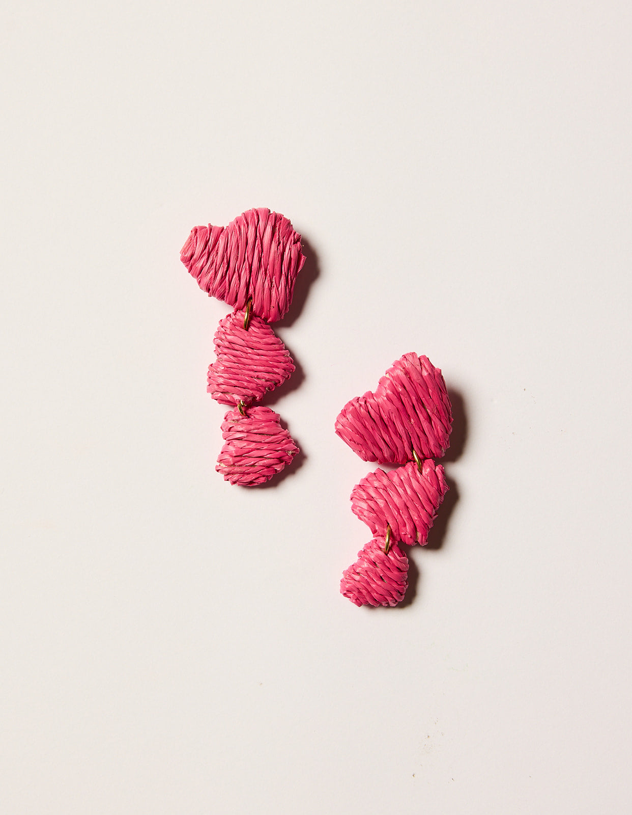 Graduating Heart Drop Earrings in Hot Pink