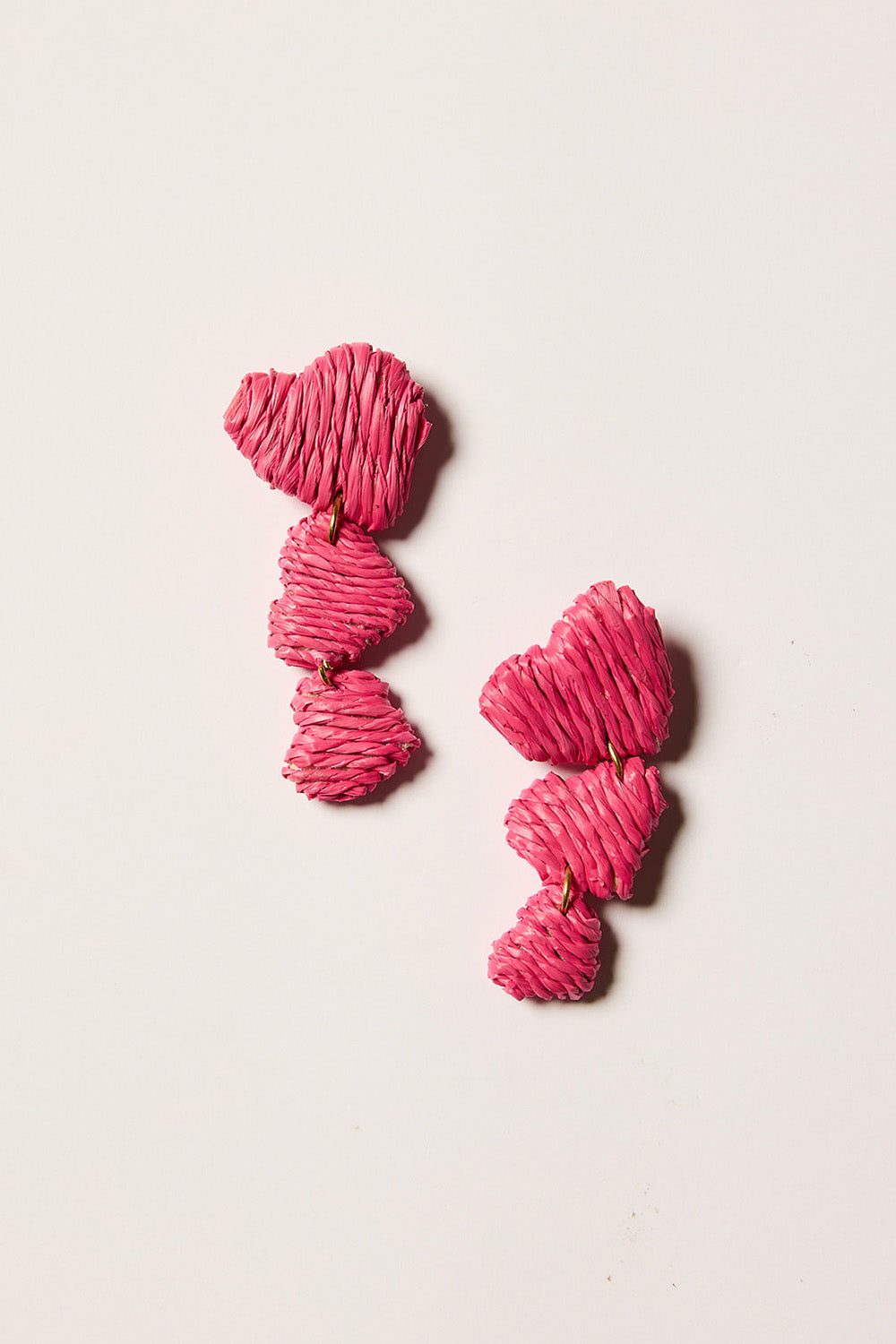 Graduating Heart Drop Earrings in Hot Pink