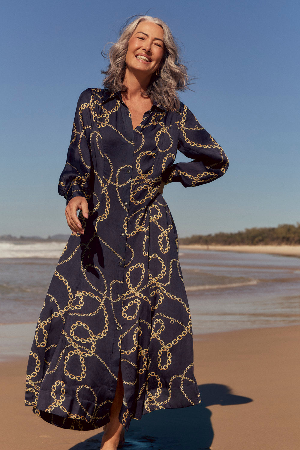 Greta Collared Dress in Meridian