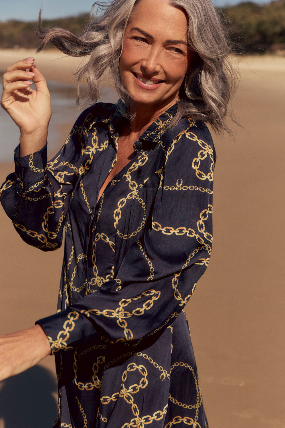 Greta Collared Dress in Meridian