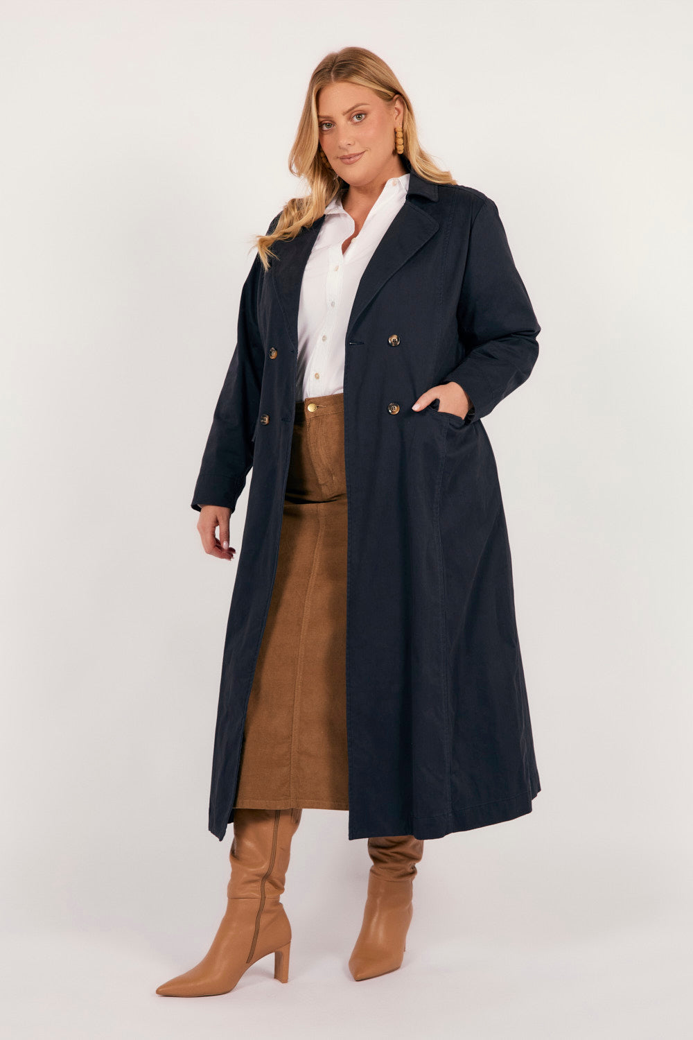 Hailey Trench Coat in Navy