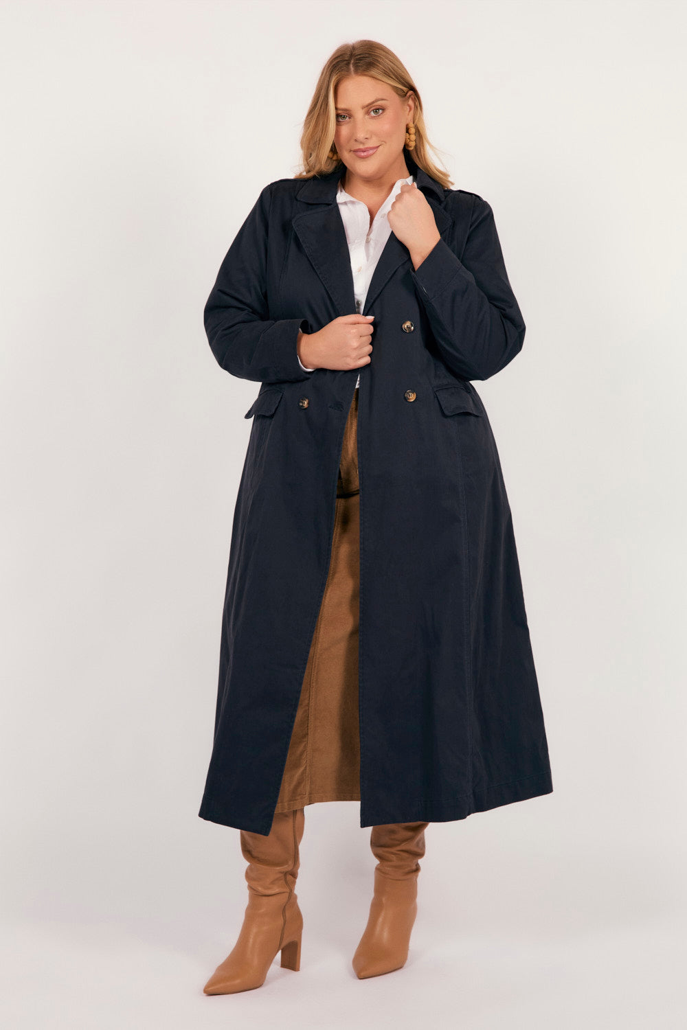 Hailey Trench Coat in Navy