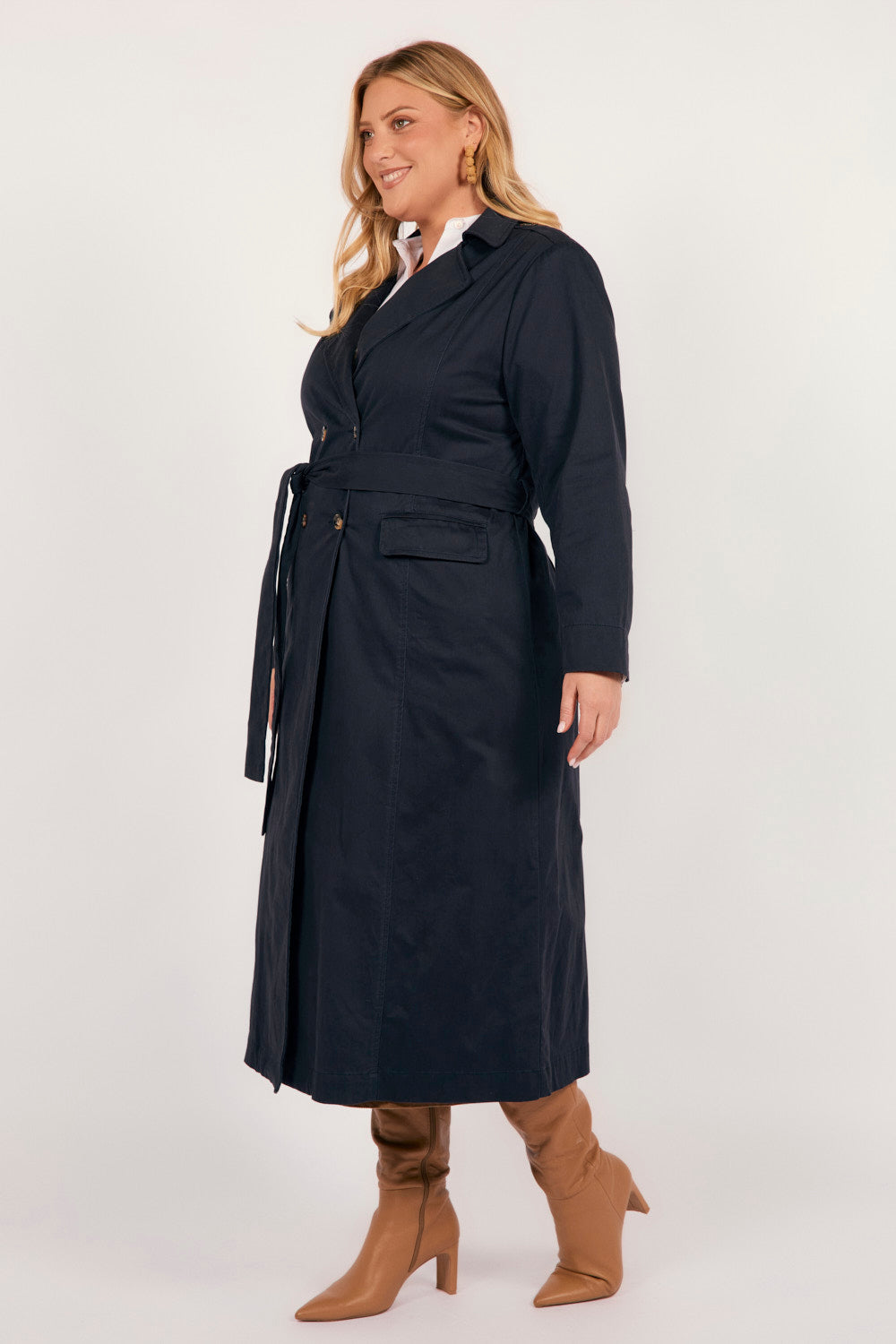 Hailey Trench Coat in Navy