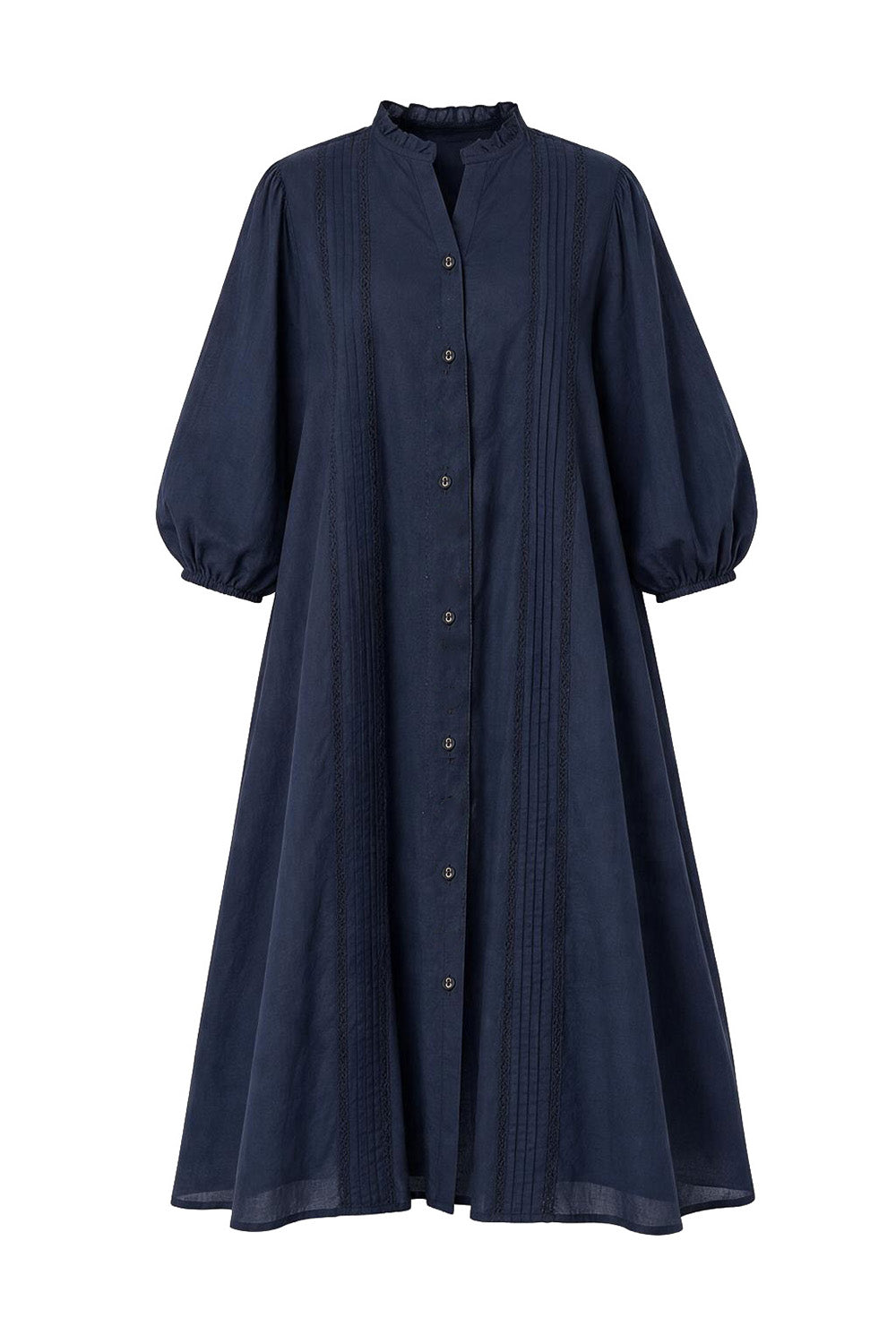 Harper Pintuck Dress in Navy Lyric