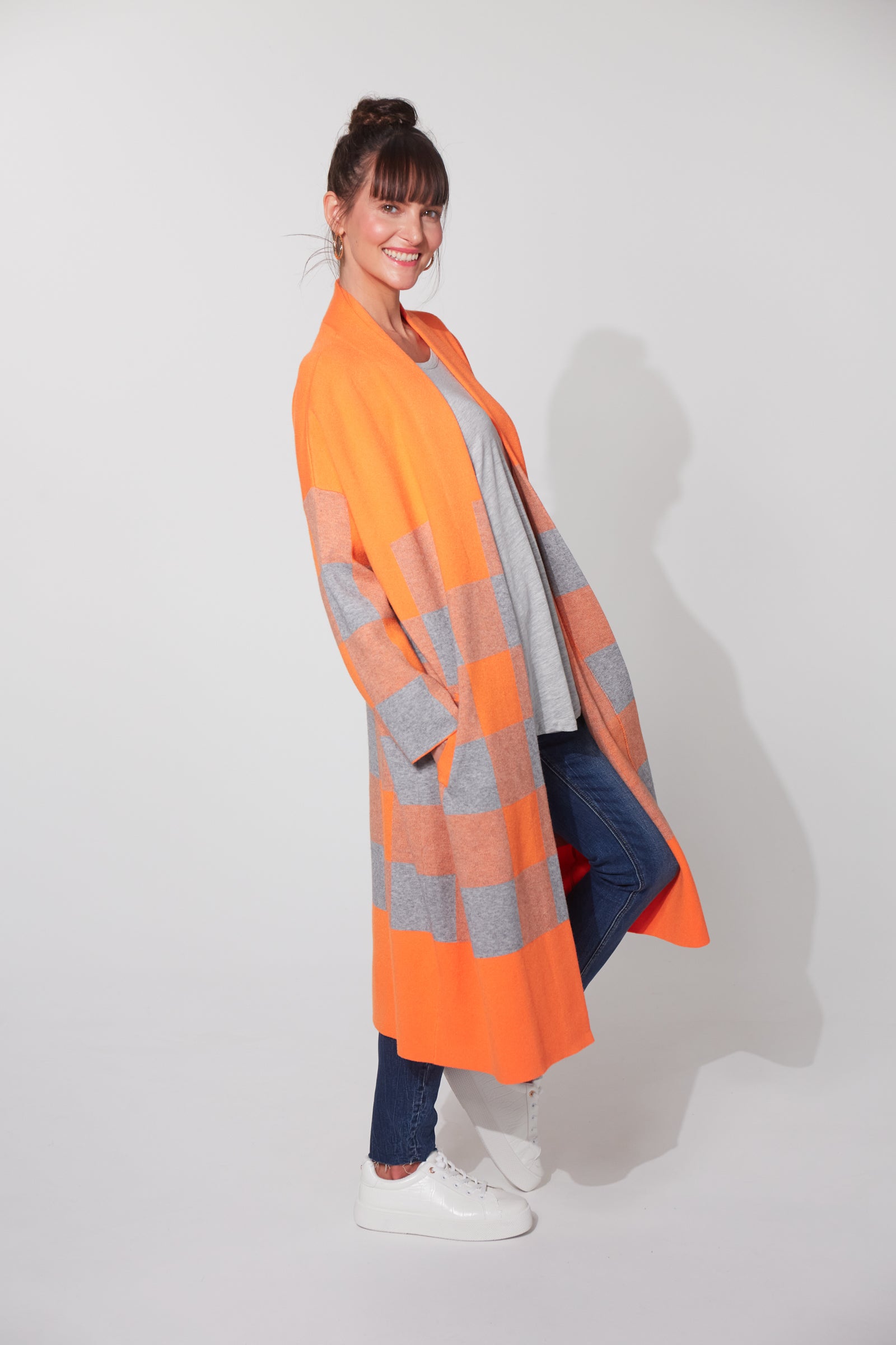 Harris One Size Cardigan in Sherbet Check
