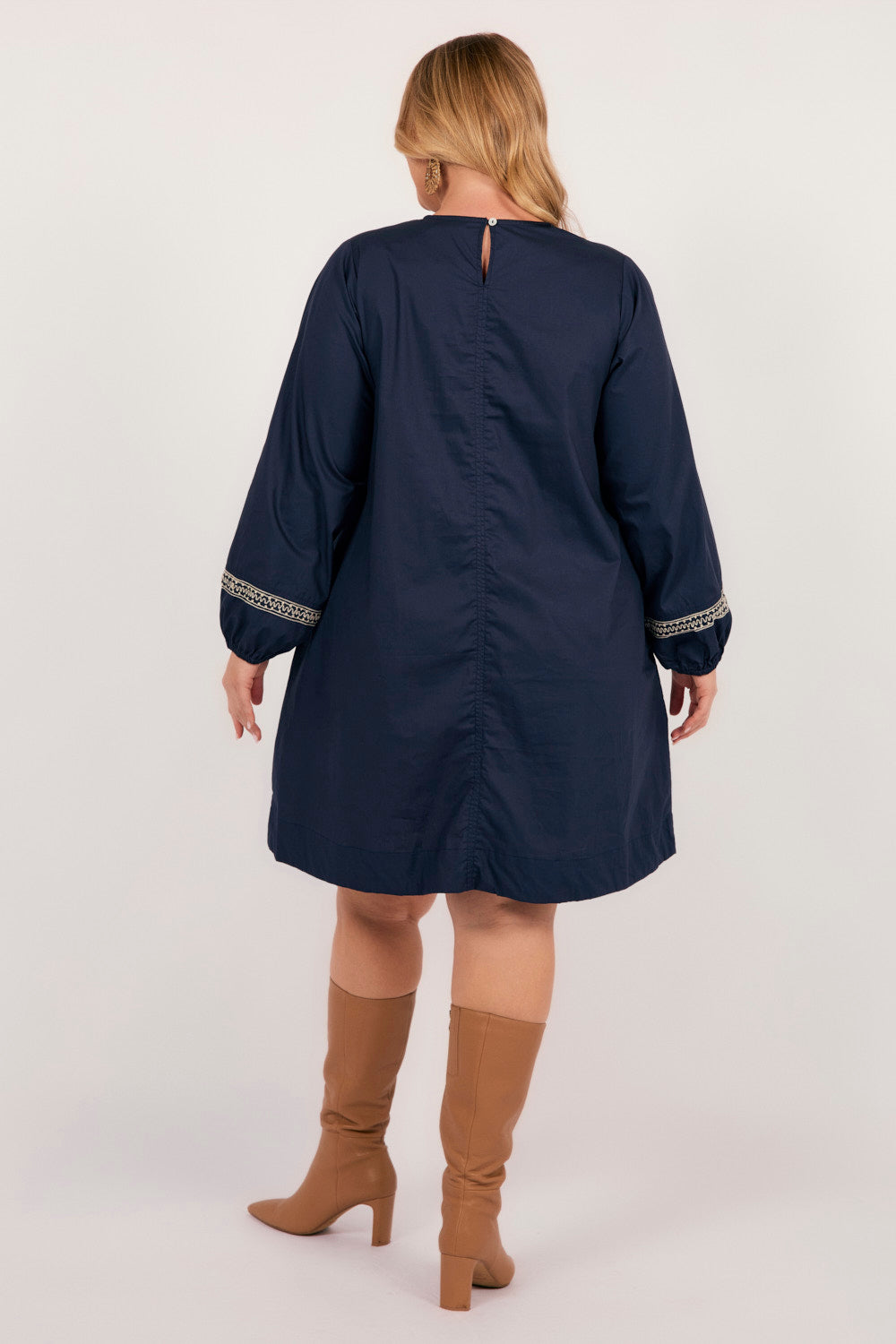 Hazel Poplin Embroidered Dress in Palm Cove