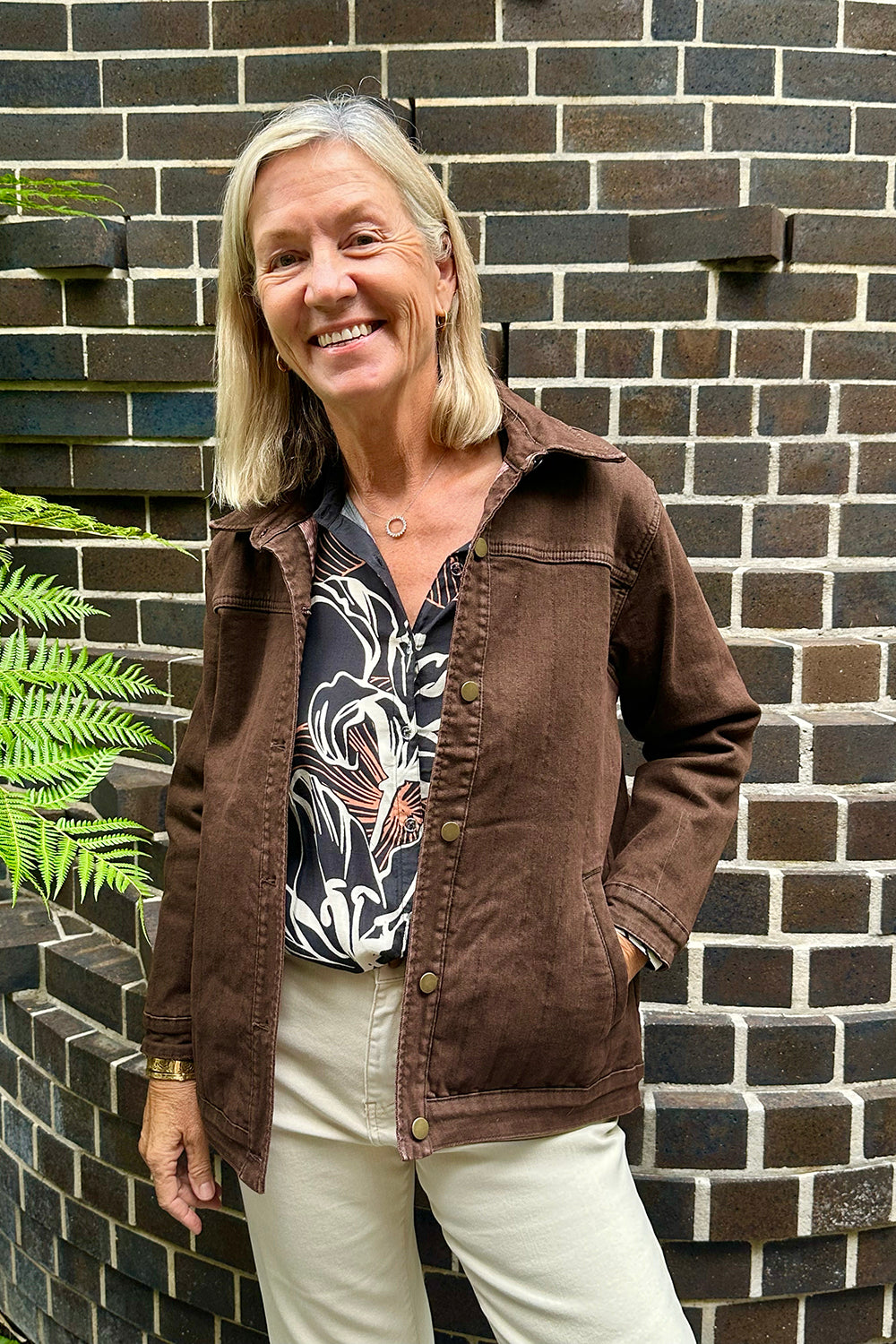Denim Shacket in Chocolate