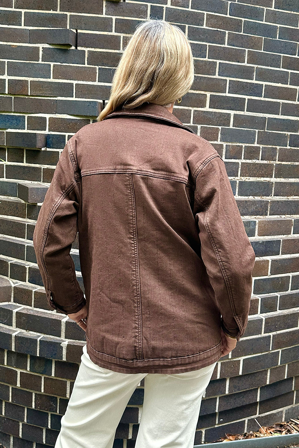 Denim Shacket in Chocolate