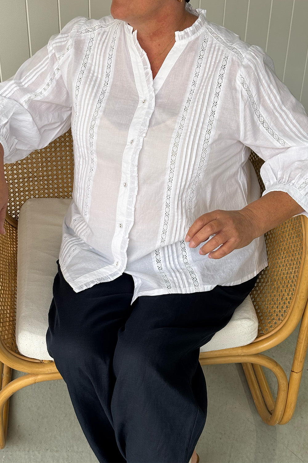 Harper Pintuck Blouse in Lyric