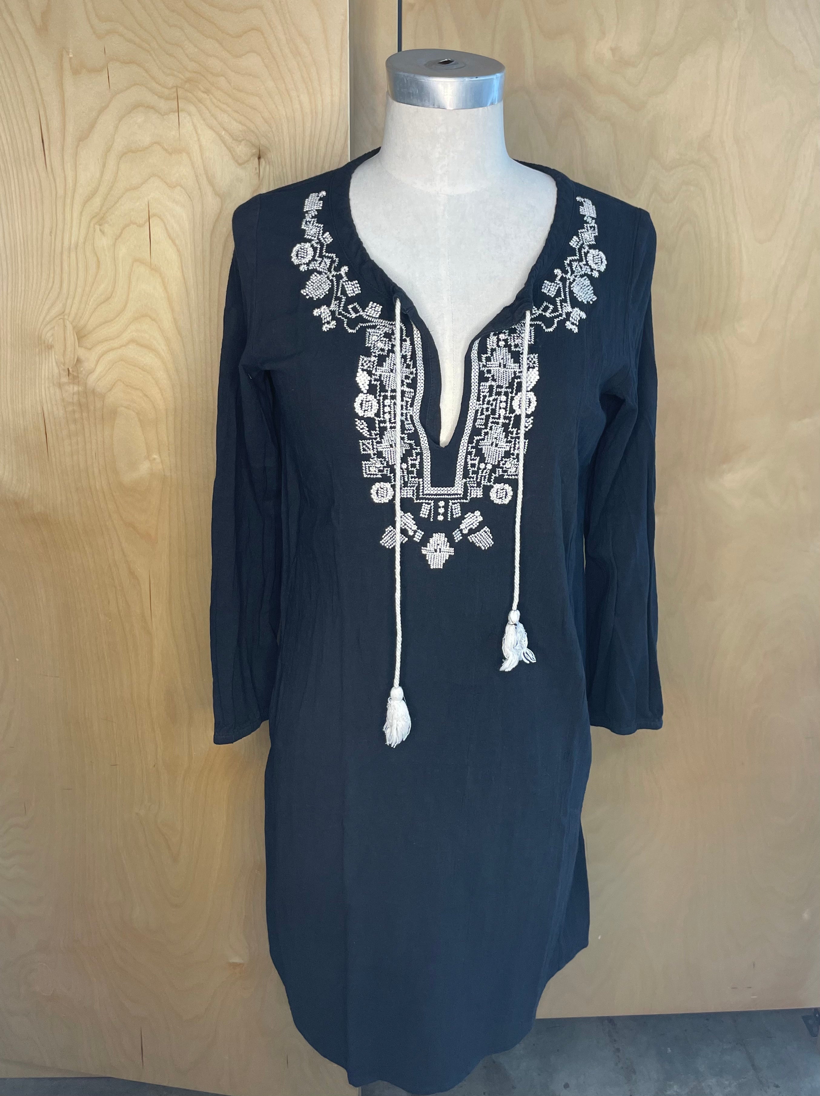 Black and White Embroidered Dress