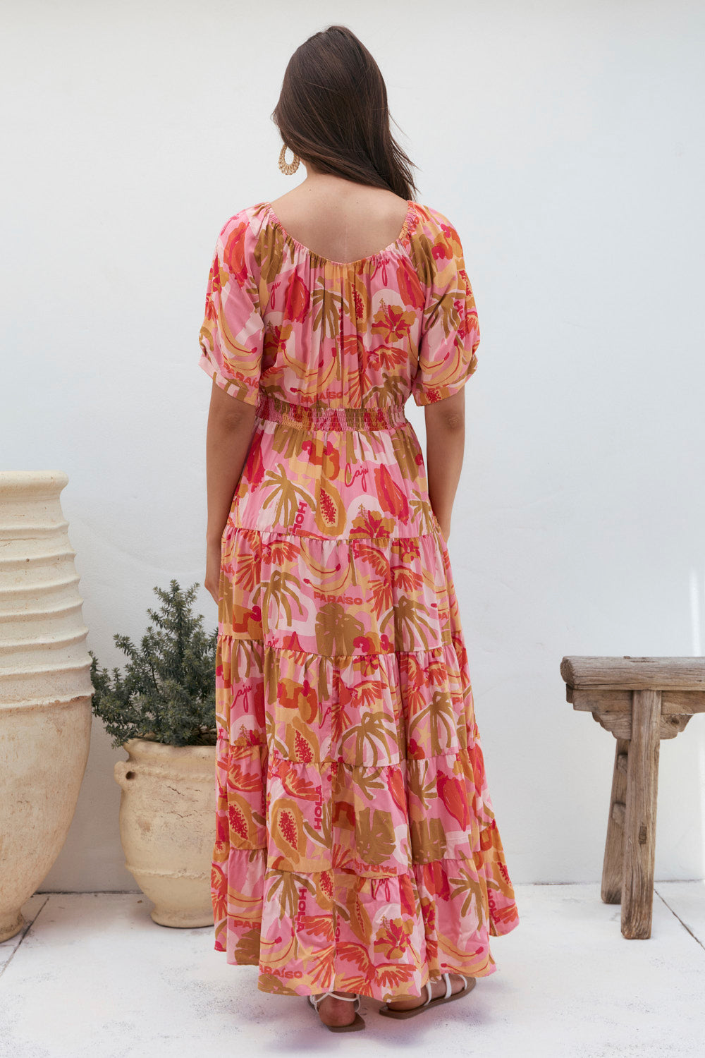 Isla Tiered Dress in Sunspell Pink