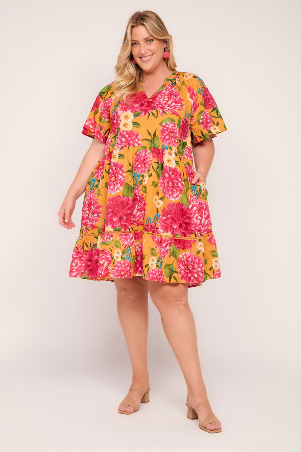 Ismay Short Dress in Dreaming Dahlias - Main Image