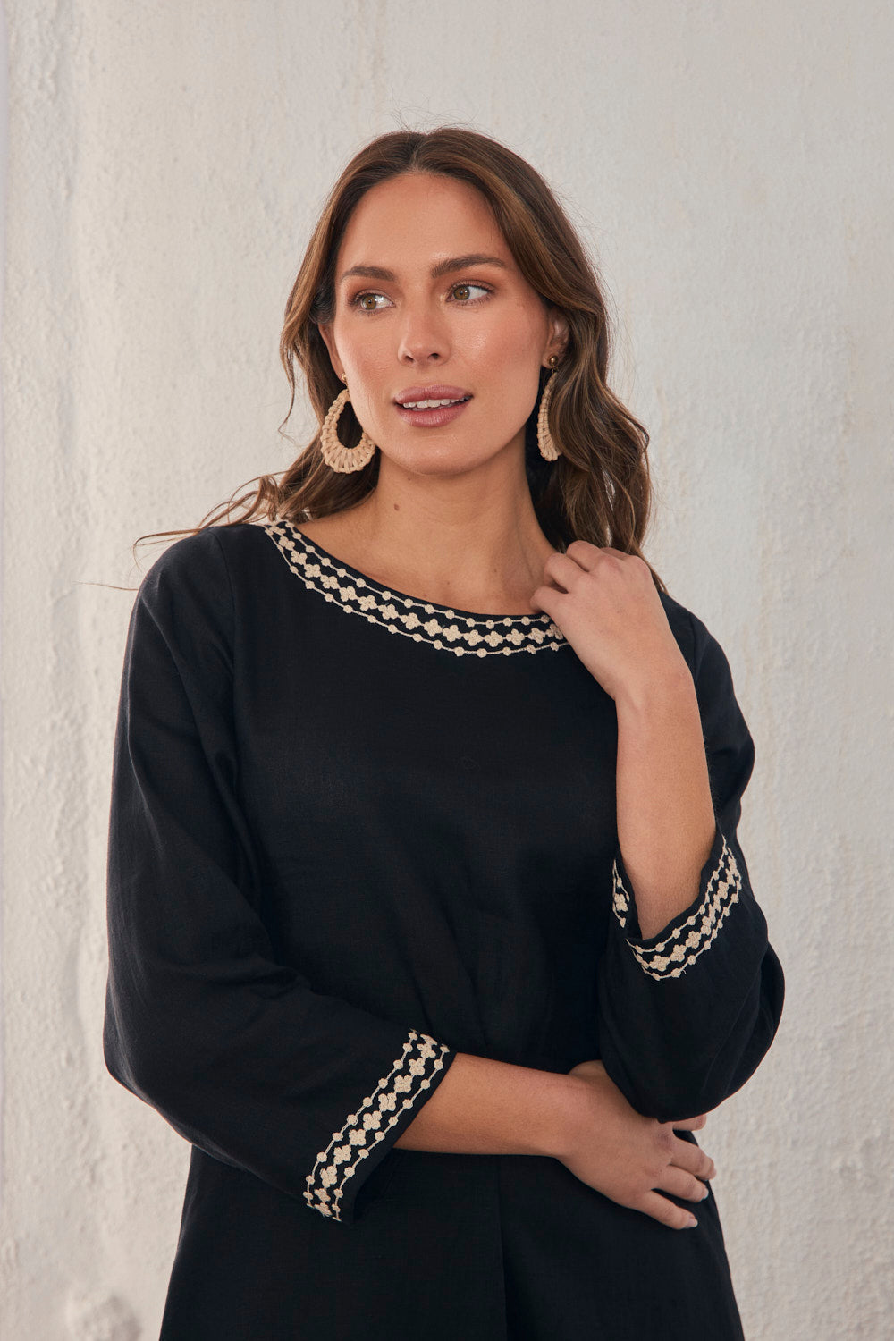 Jarla Linen Dress in Moonlit Noir