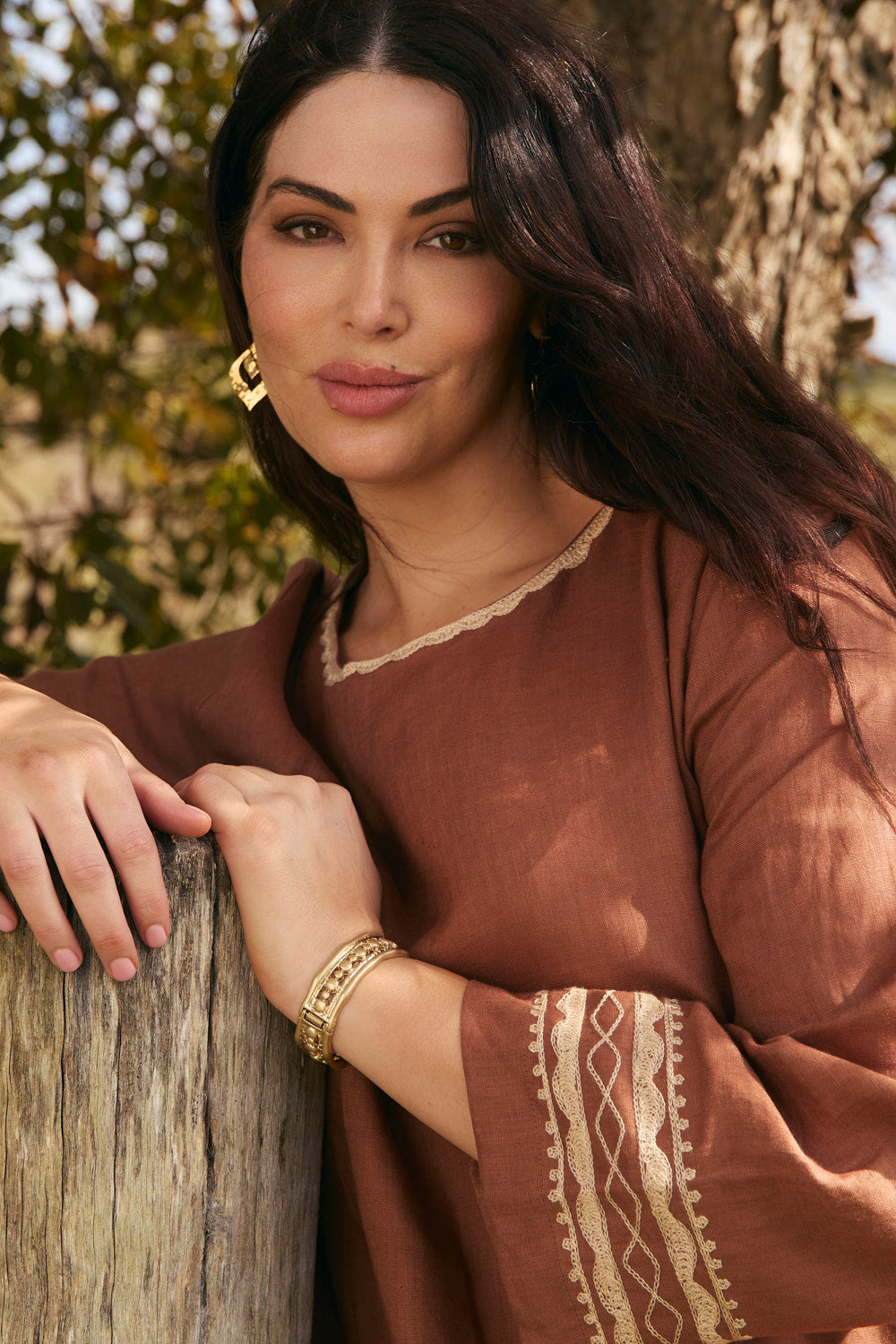 Jarla Linen Dress in Rum Caramel