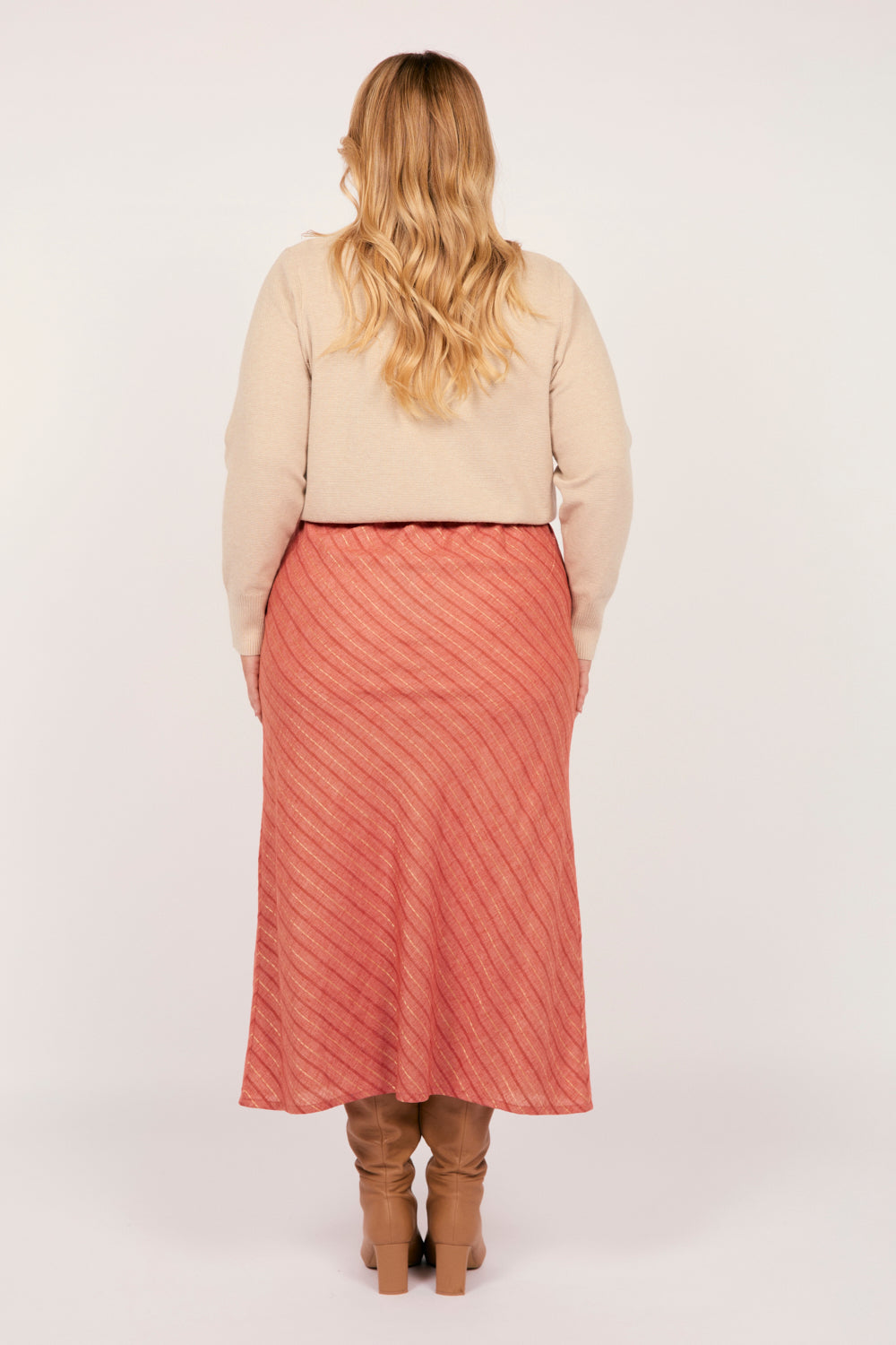 Katie Bias Cut Skirt in Blush Glow