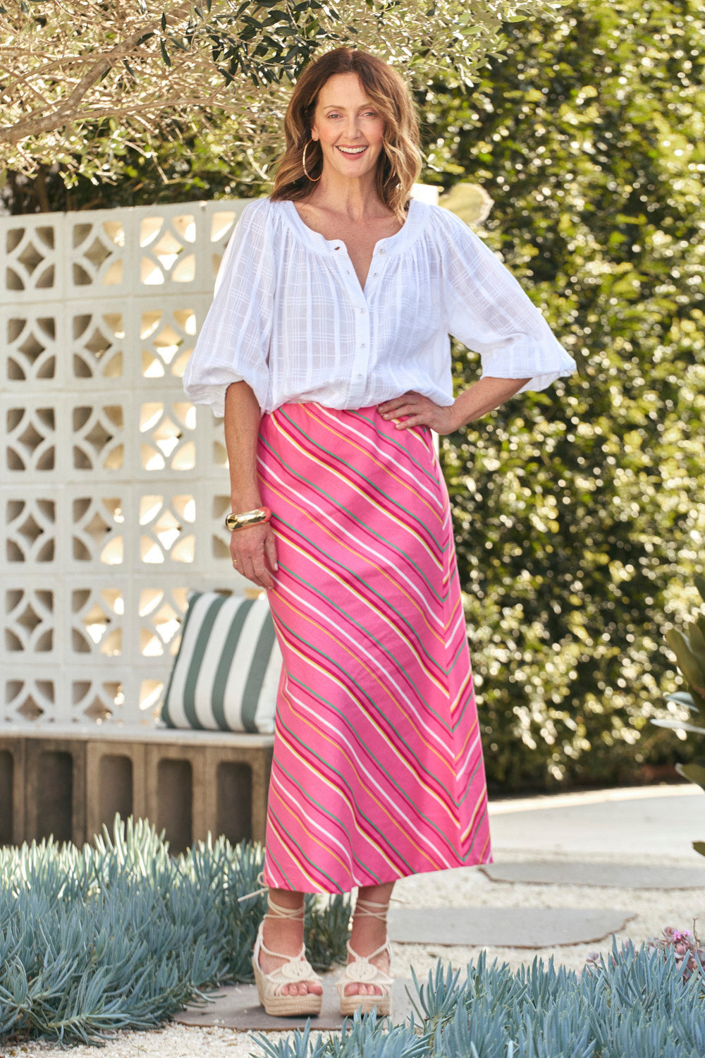 Katie Bias Cut Skirt in Melonie