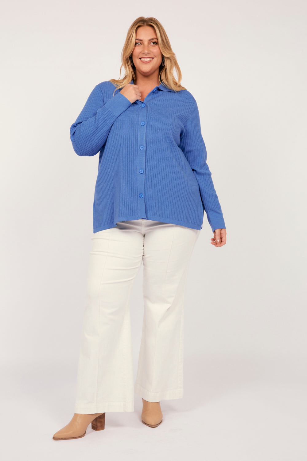 Knitted Cardigan in Blue, Cardigan - Adrift Clothing