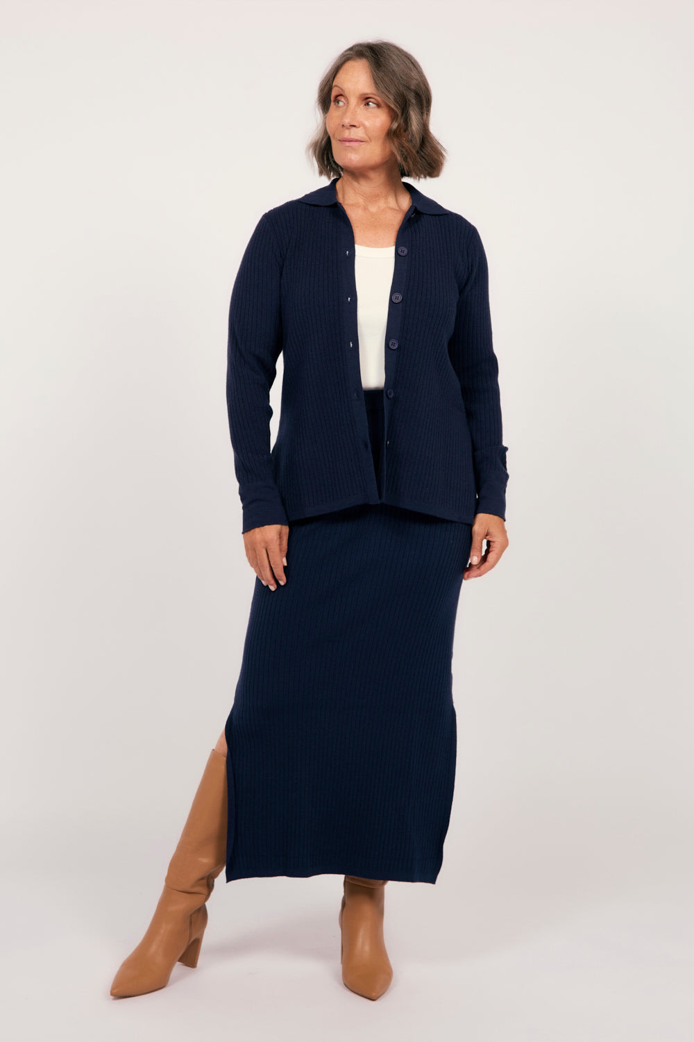 Knitted Cardigan in Navy