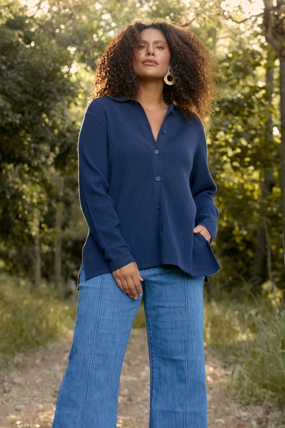 Knitted Cardigan in Navy