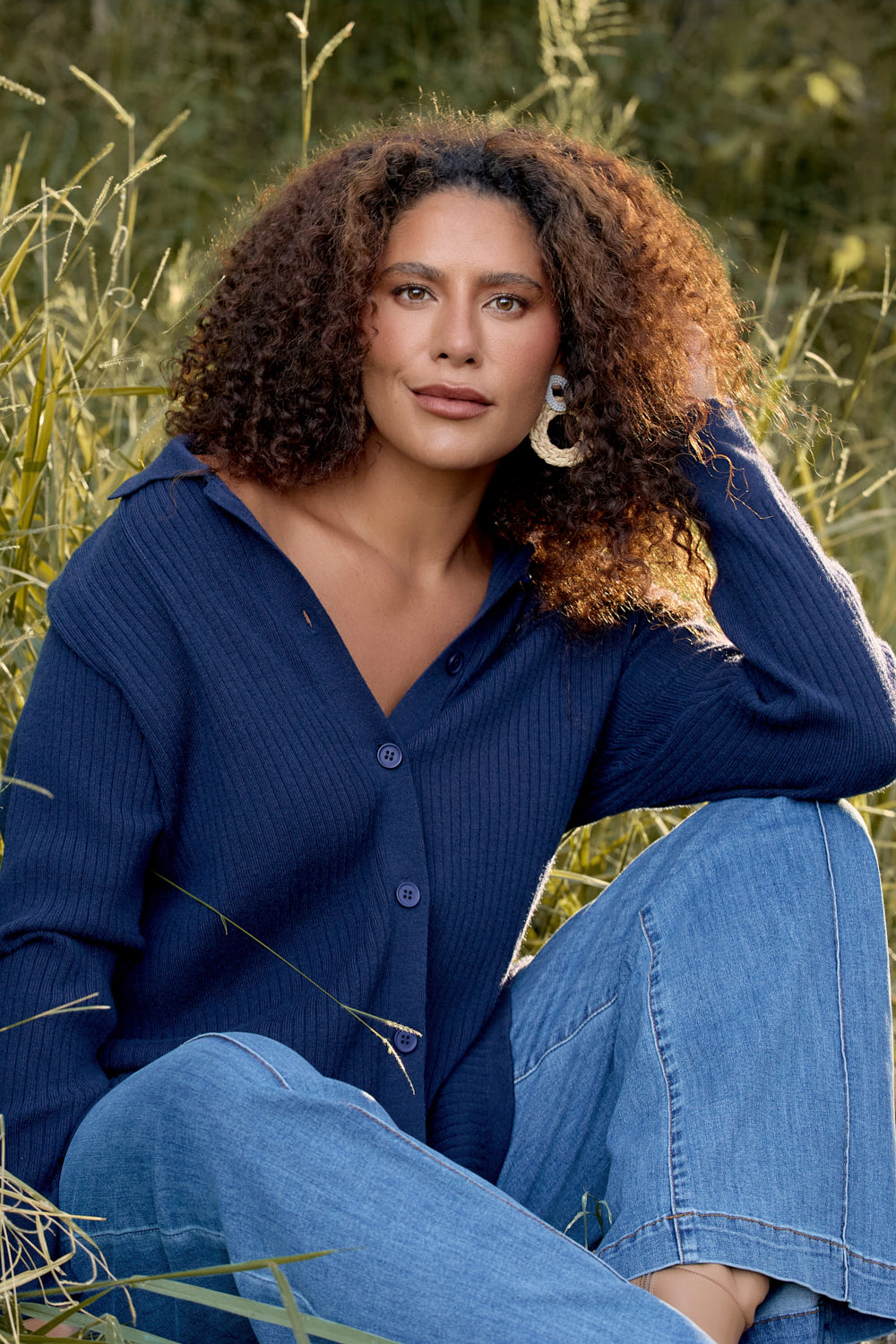 Knitted Cardigan in Navy