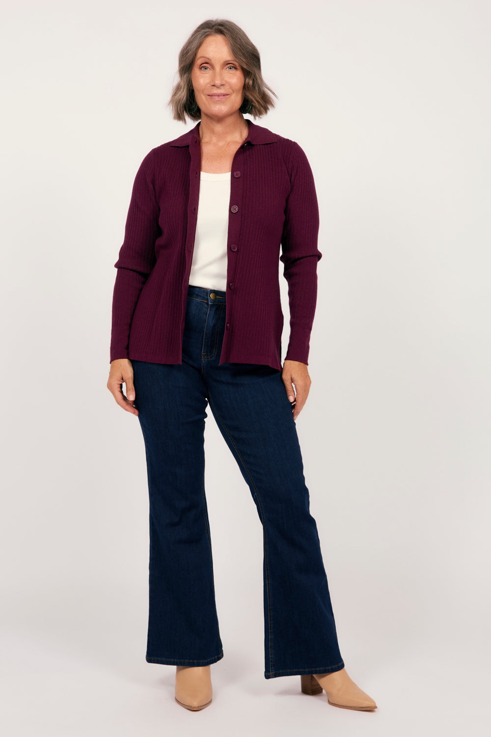 Knitted Cardigan in Plum