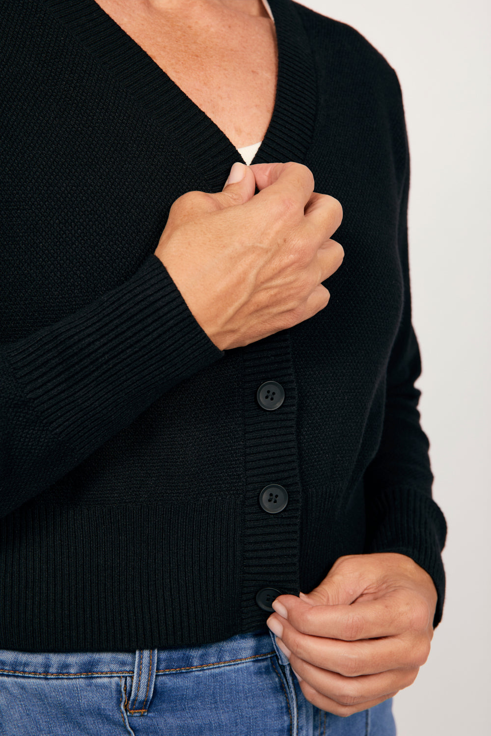 Knitted Cropped Cardigan in Black