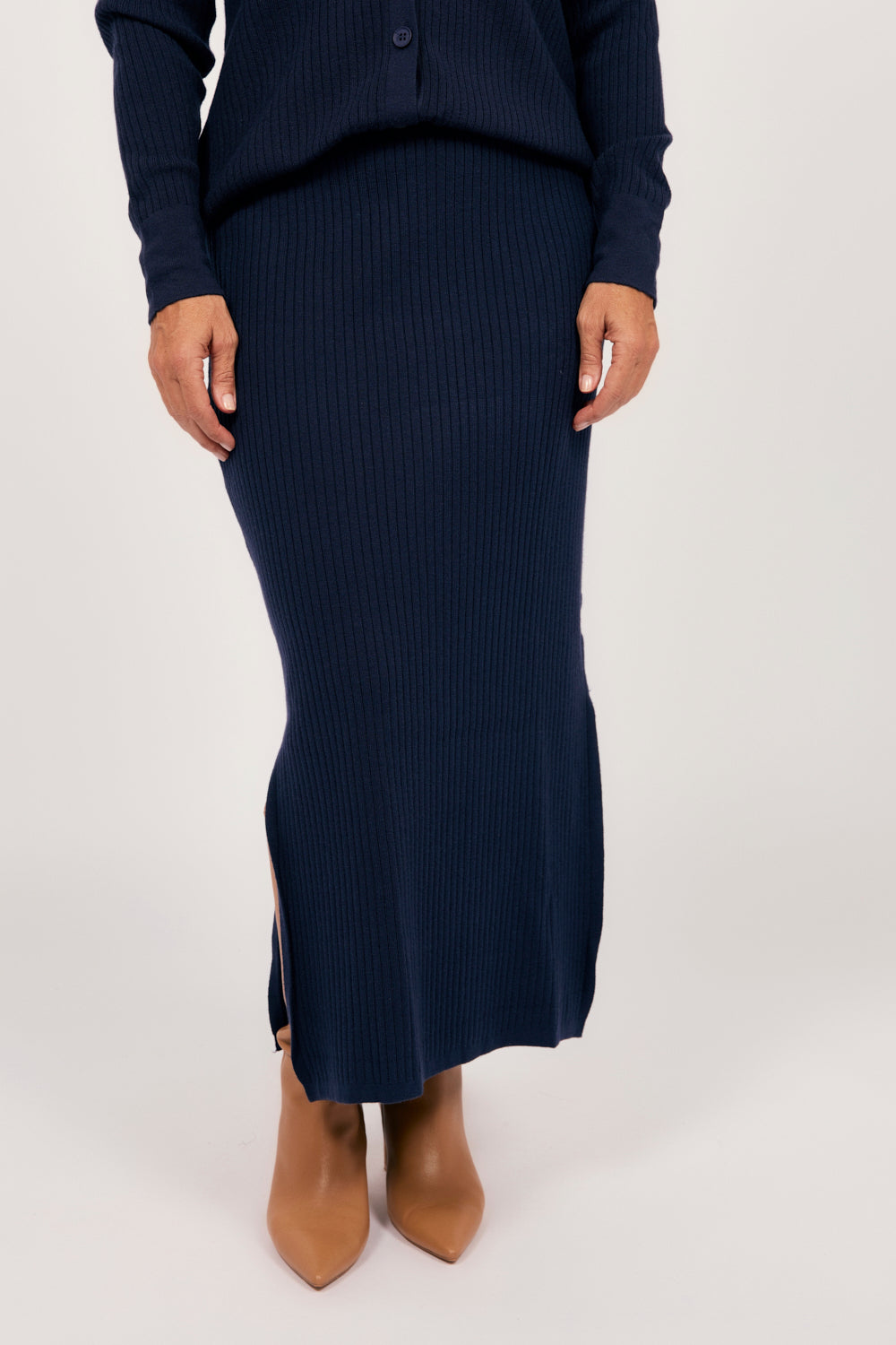 Knitted Skirt in Navy - Main Image