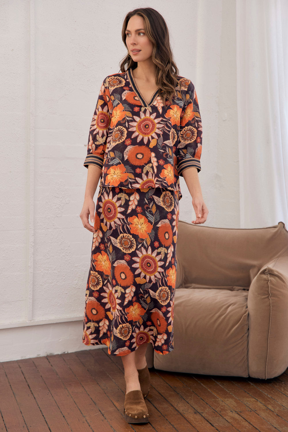 Katie Bias Cut Skirt in Abigail