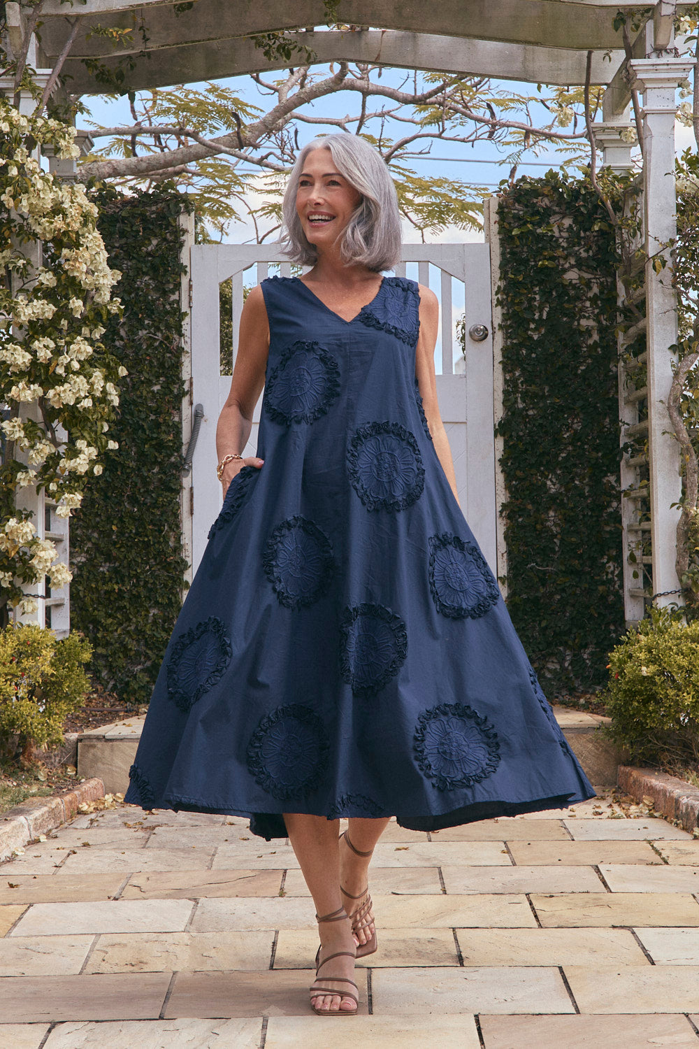 Suzie Reversible Swing Dress in Navy Manali