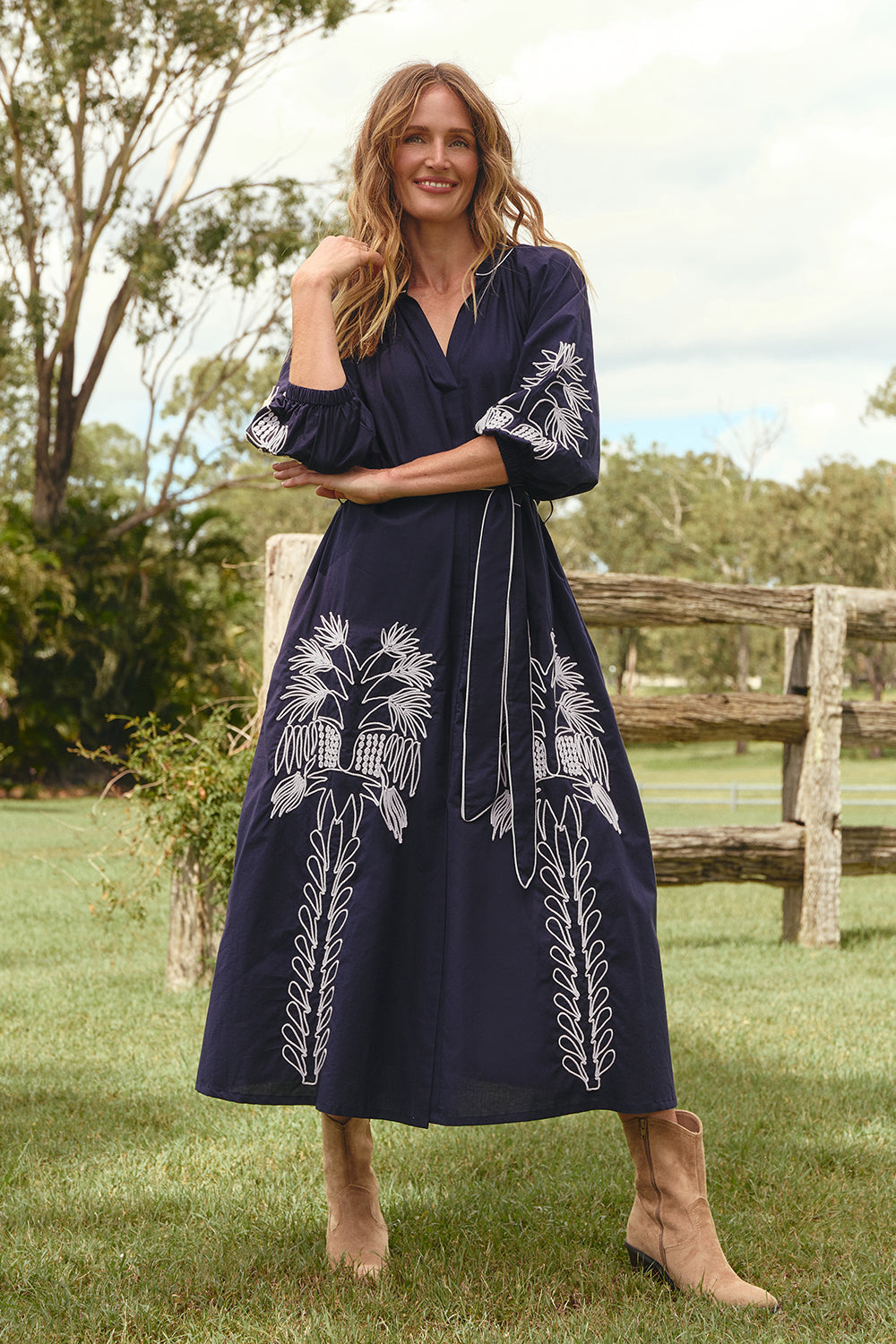 Robin Belted Dress in Inkwell Navy