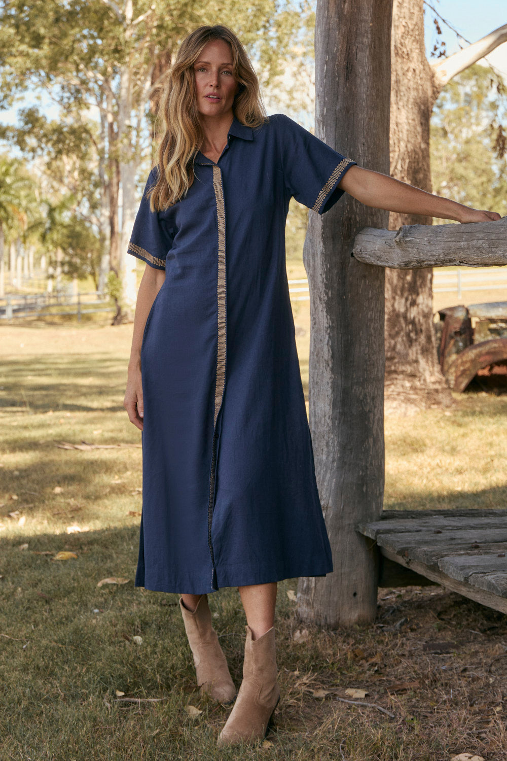 Gracie Shirt Dress in Midnight Clay