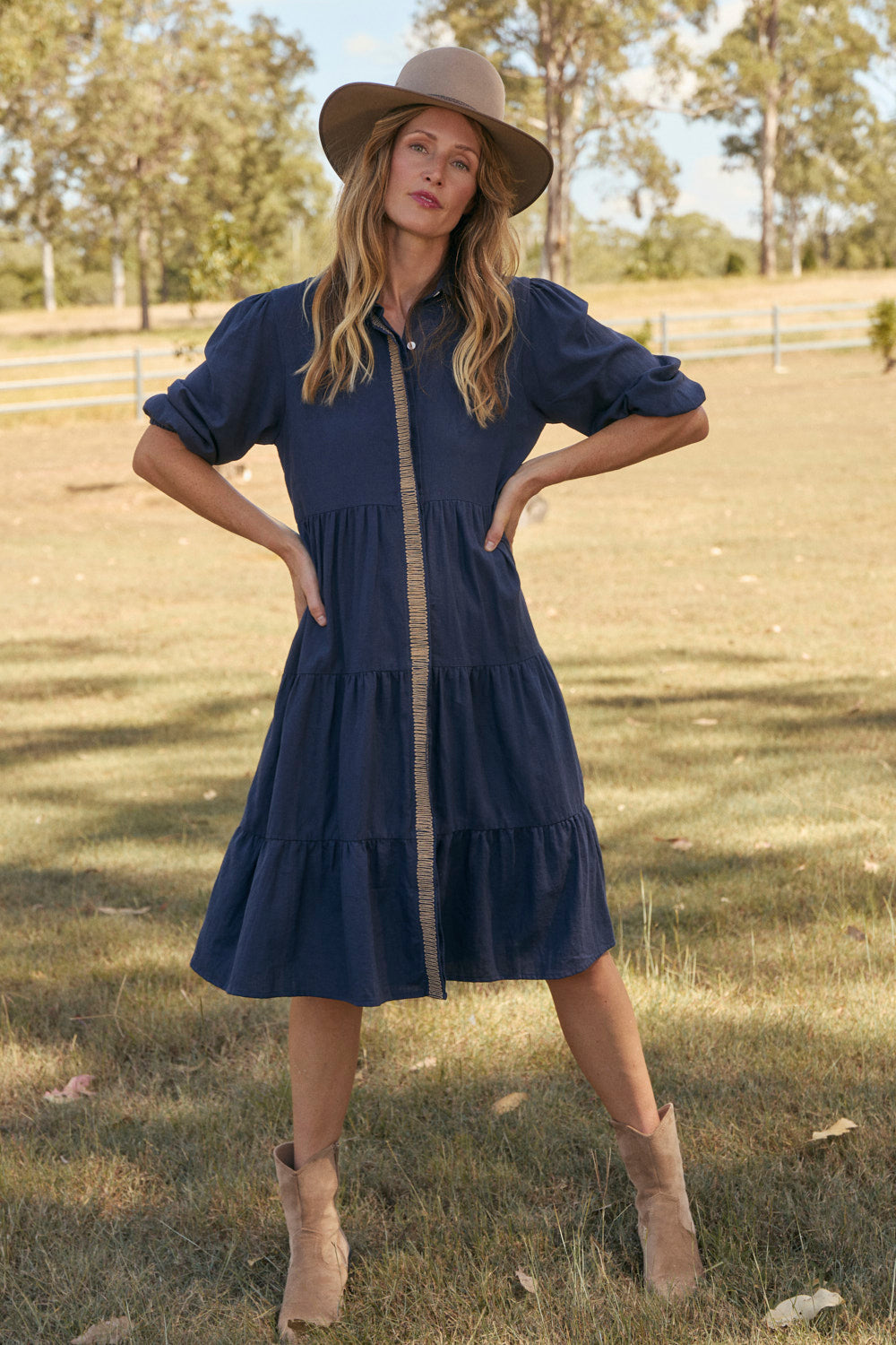 Winslow Knee-Length Dress in Midnight Clay