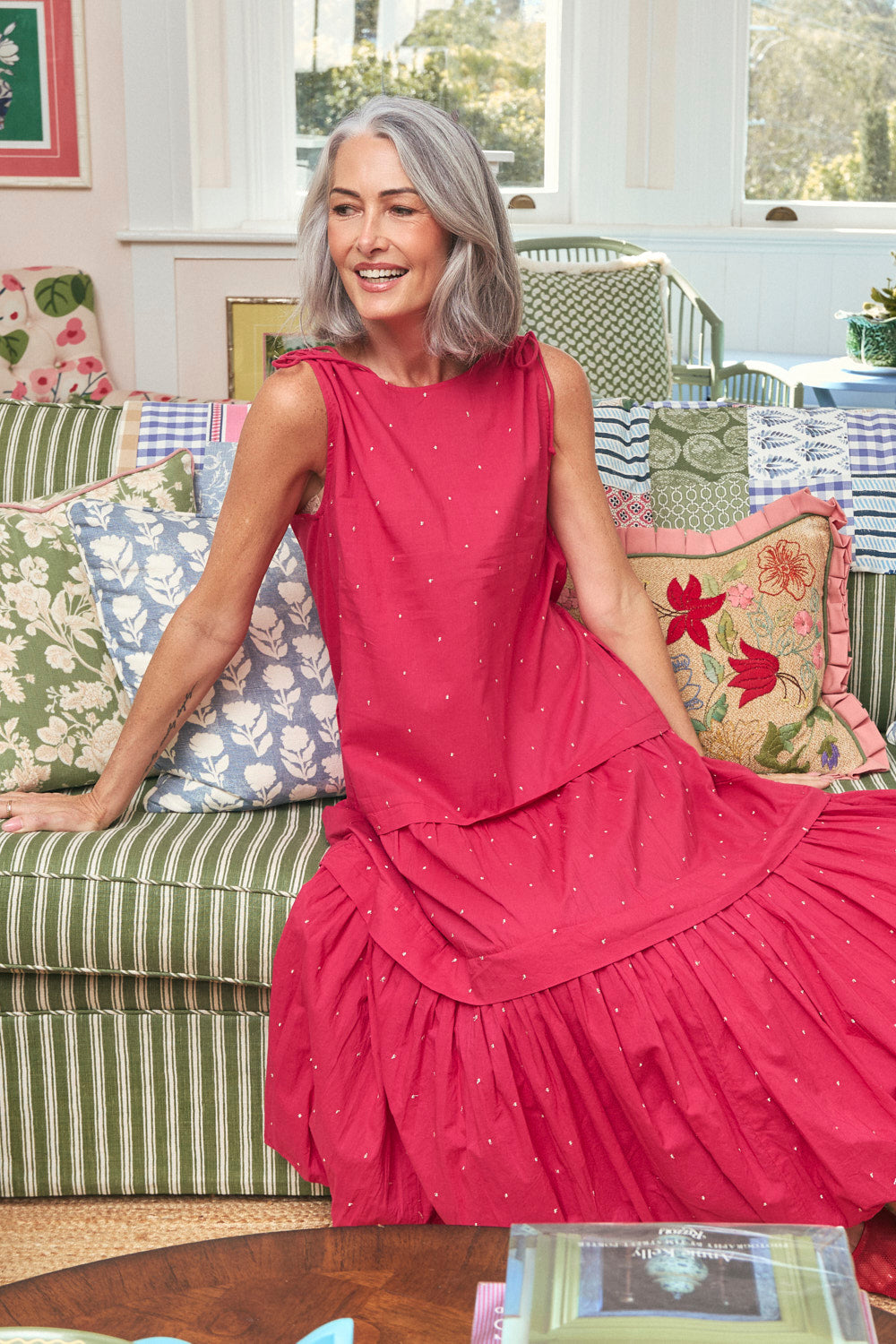 Millie Reversible Bubble Hem Dress in Pink Aurum