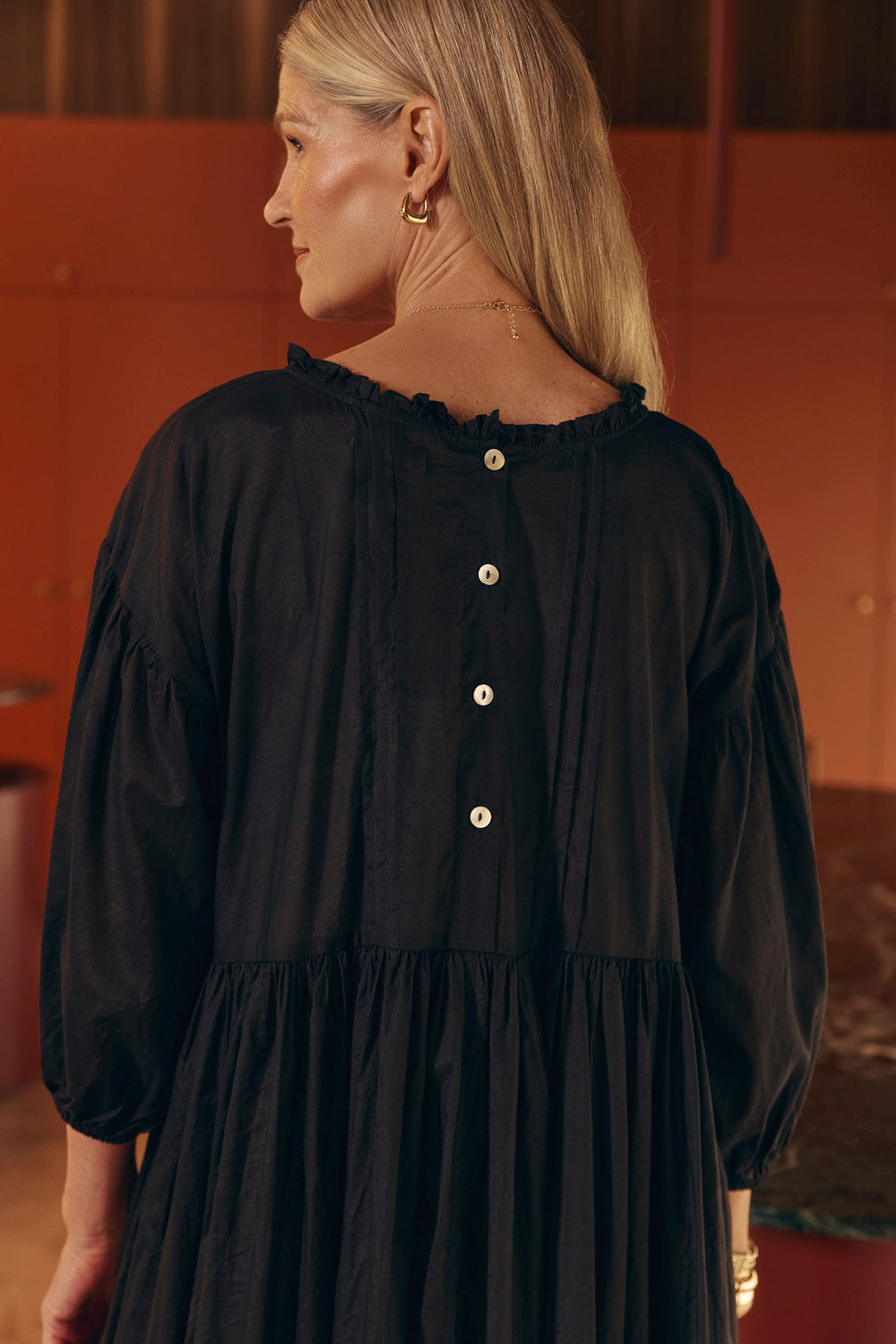 Coco Cotton Silk Dress in Onyx