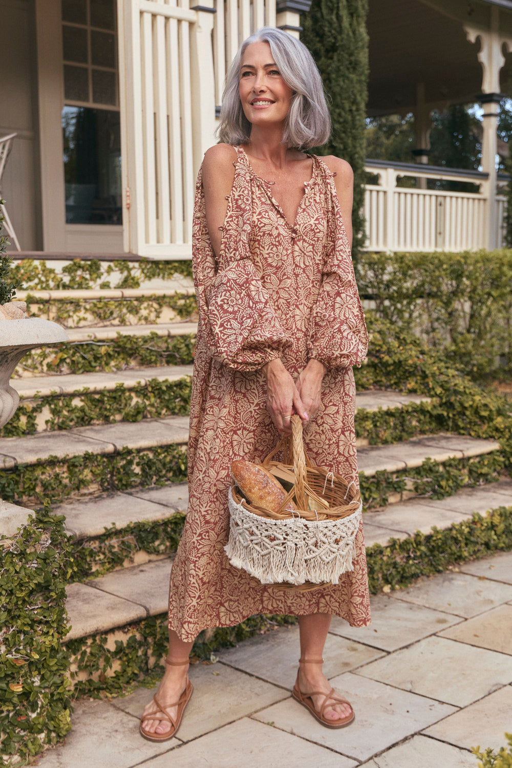 Arden Button Sleeve Dress in Sultry Sanctuary
