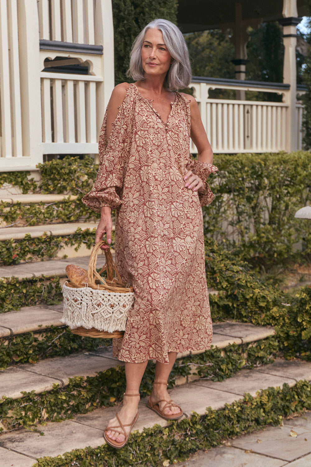 Arden Button Sleeve Dress in Sultry Sanctuary