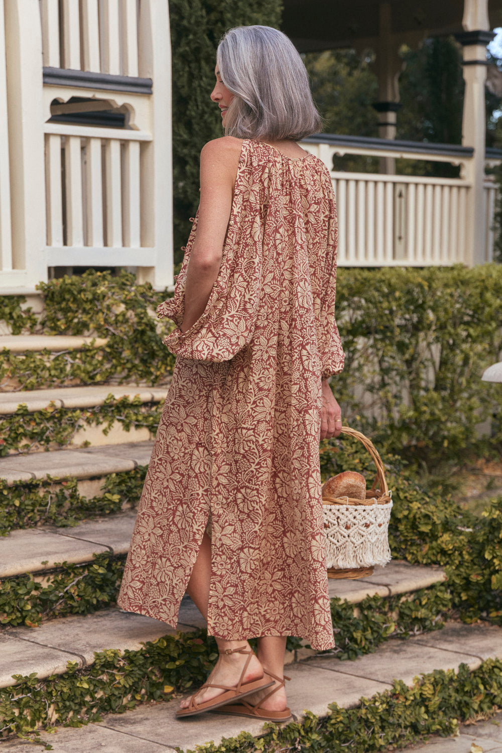 Arden Button Sleeve Dress in Sultry Sanctuary