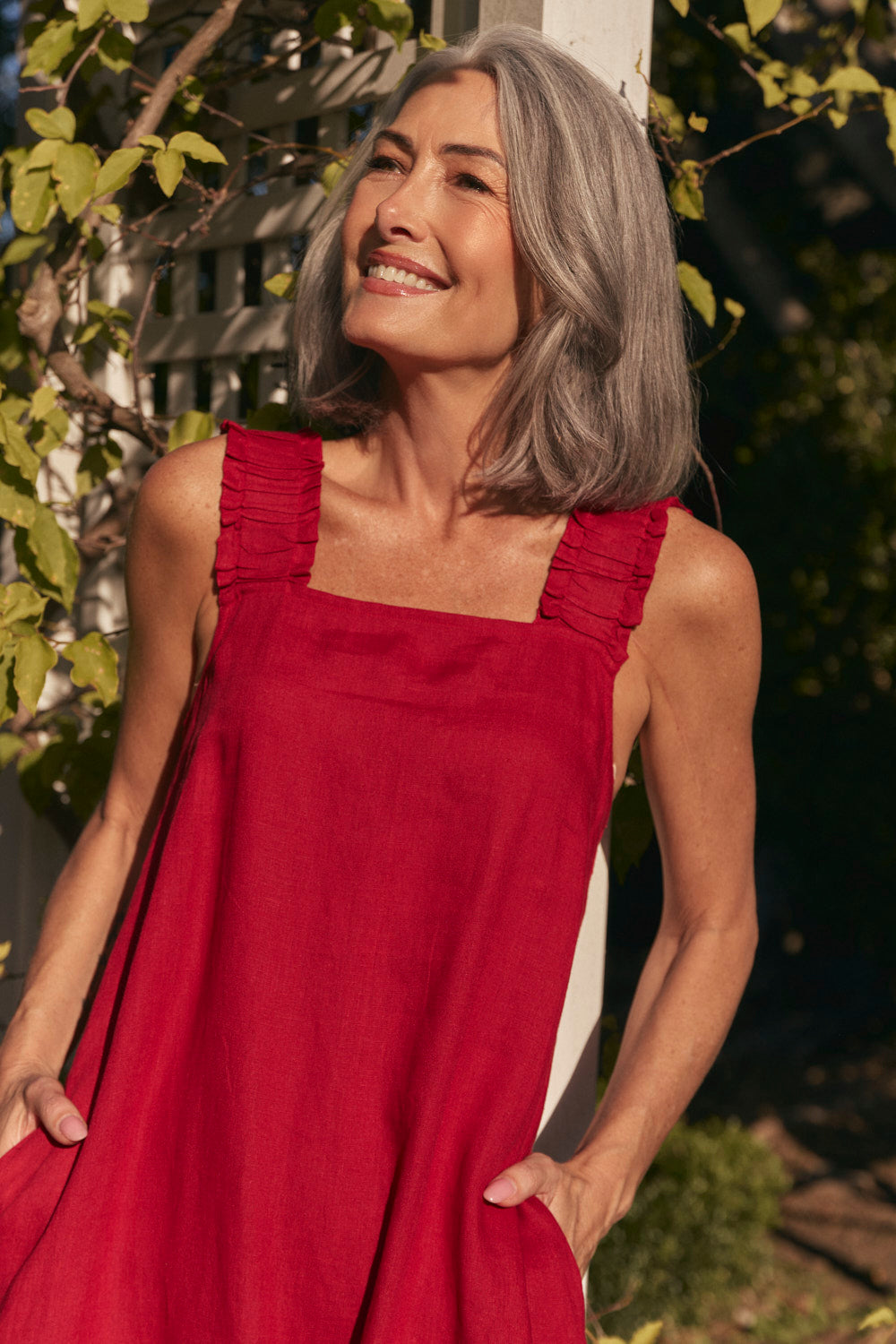 Clare Linen Sun Dress in Chilli