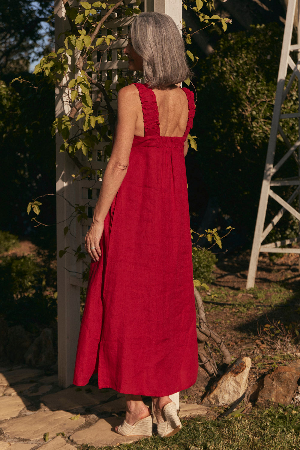 Clare Linen Sun Dress in Chilli